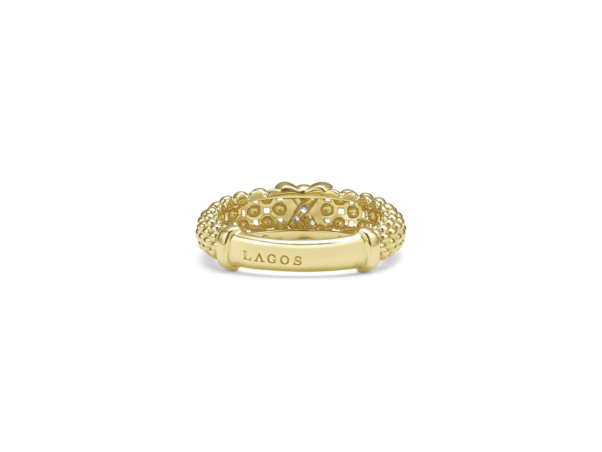 18K Yellow Gold Embrace Diamond X Caviar Bead Statement Ring — Image 4