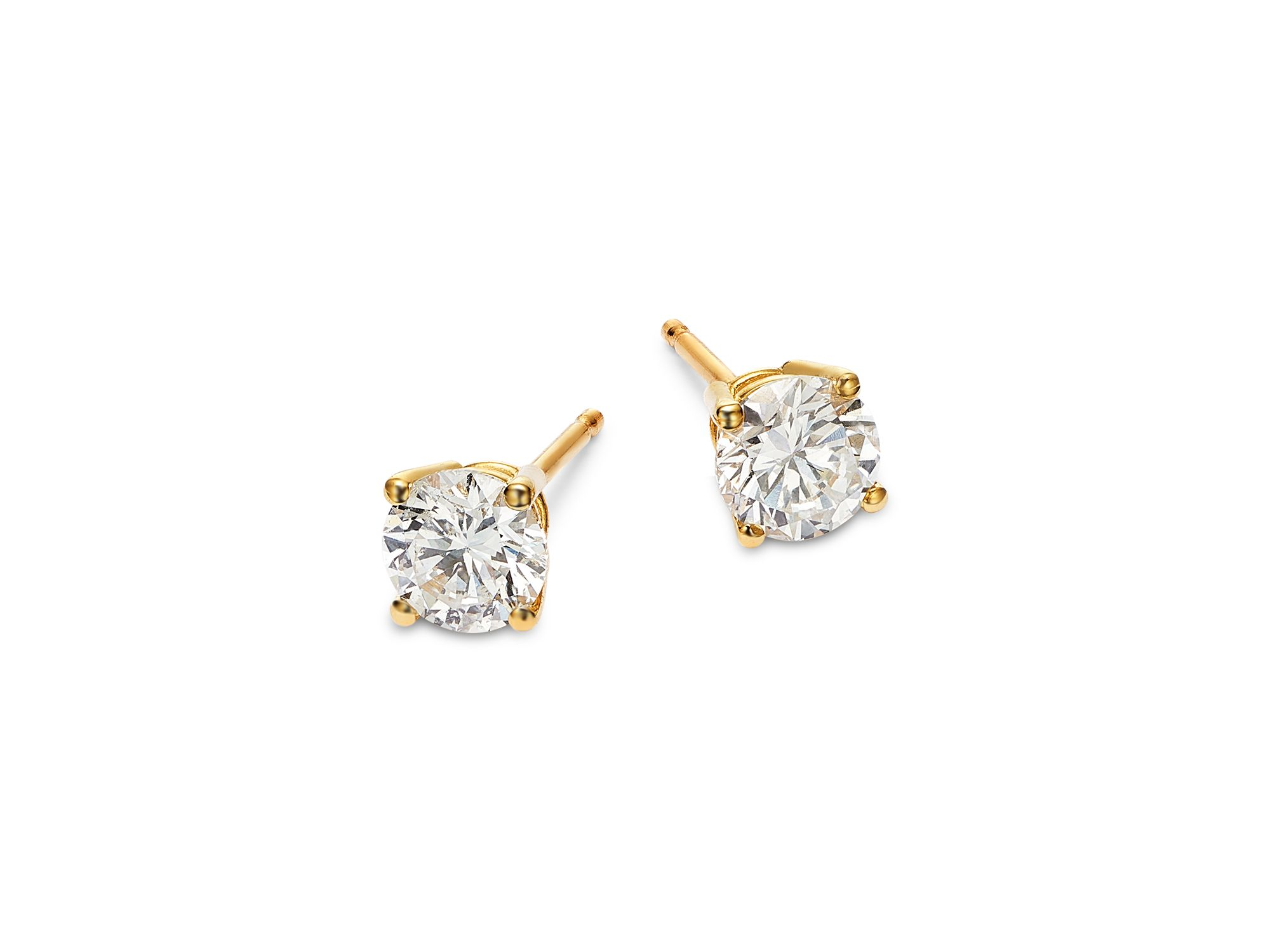 Certified Diamond Colorless Stud Earrings in 18K Yellow Gold, 0.75 tcw — Image 3