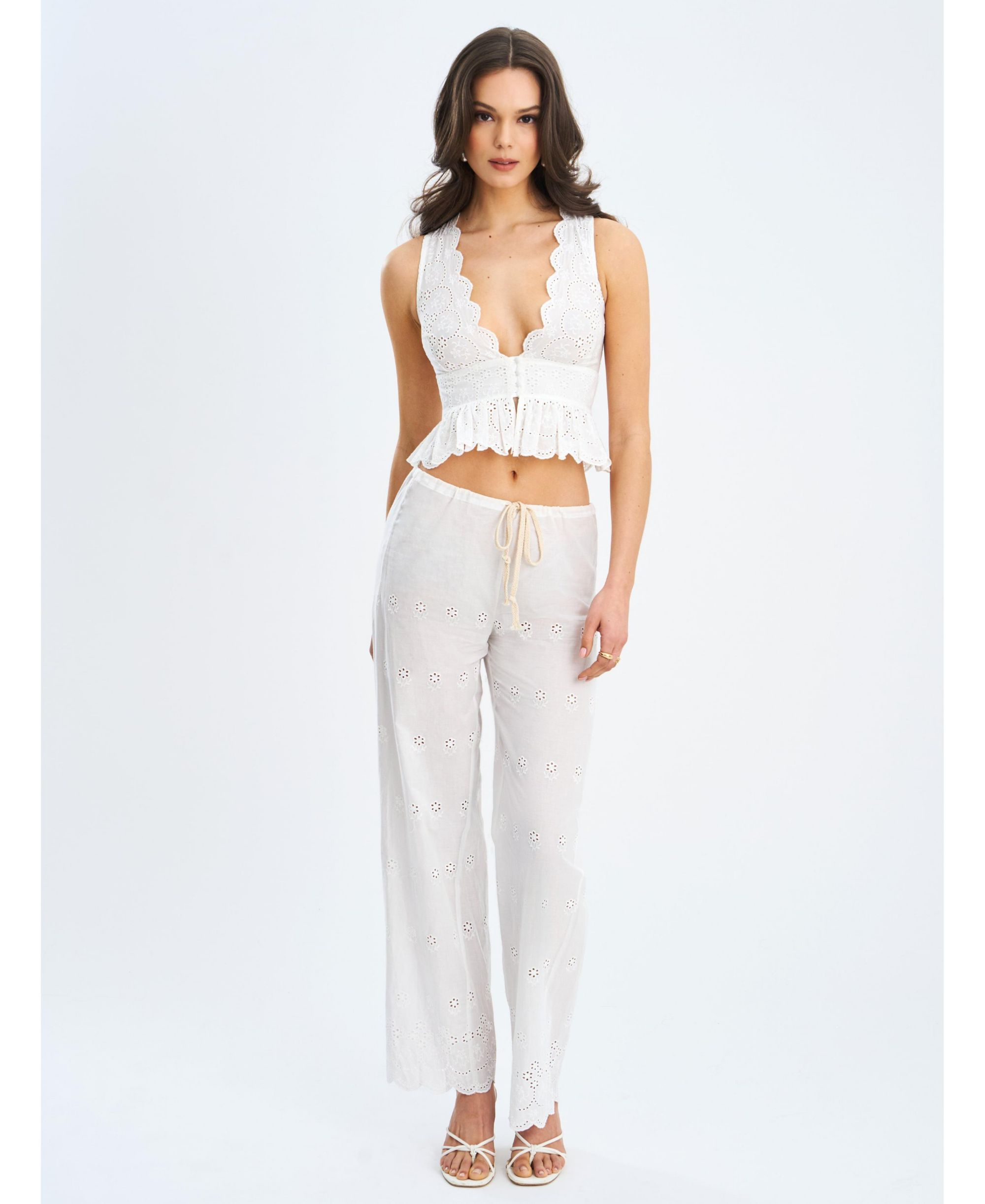 Raina Cotton Eyelet Straight Pants — Image 5