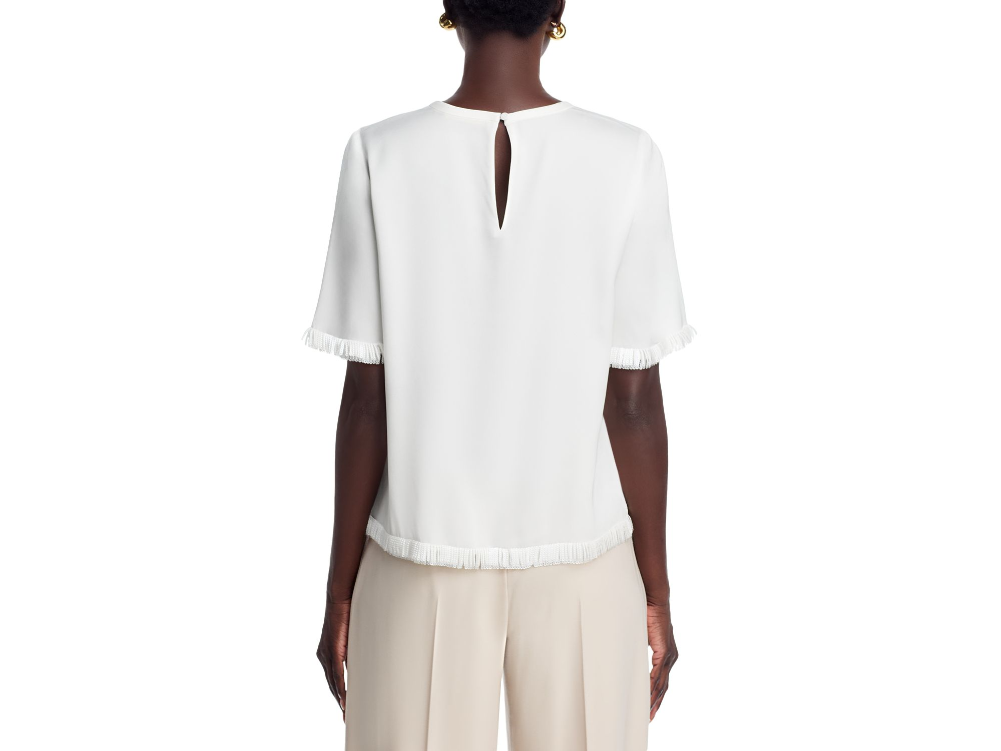 Leo Silk Blend Sequin Fringe Top — Image 3