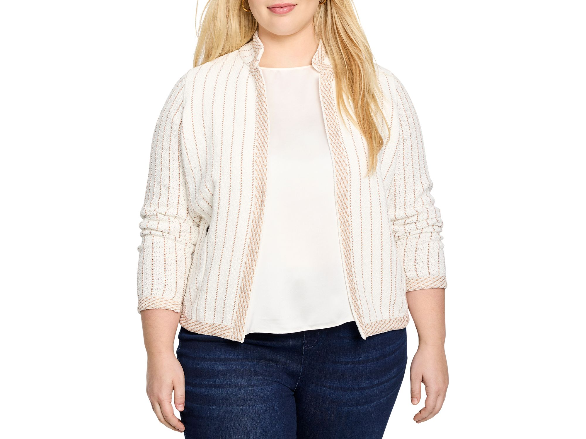 Plus Pinstripe Stand Collar Jacket - Image 1