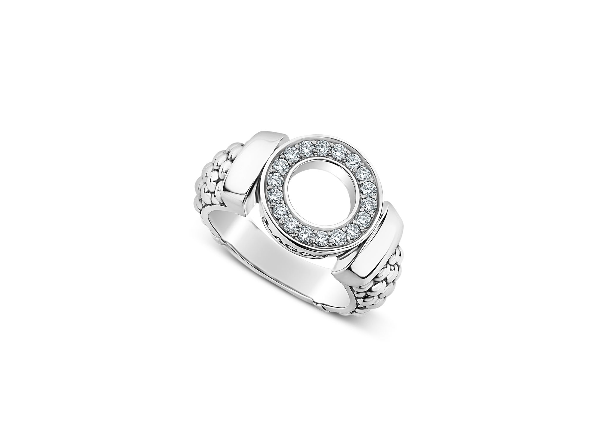 Sterling Caviar Spark Diamond Circle Bead Ring — Image 3