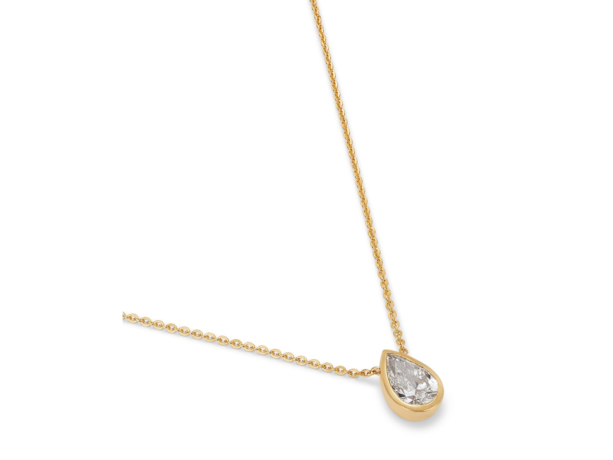 Luxe Collection Certified Lab Grown Diamond Pear Bezel Solitaire Pendant Necklace in 14K Yellow Gold, 1.5 tcw — Image 3