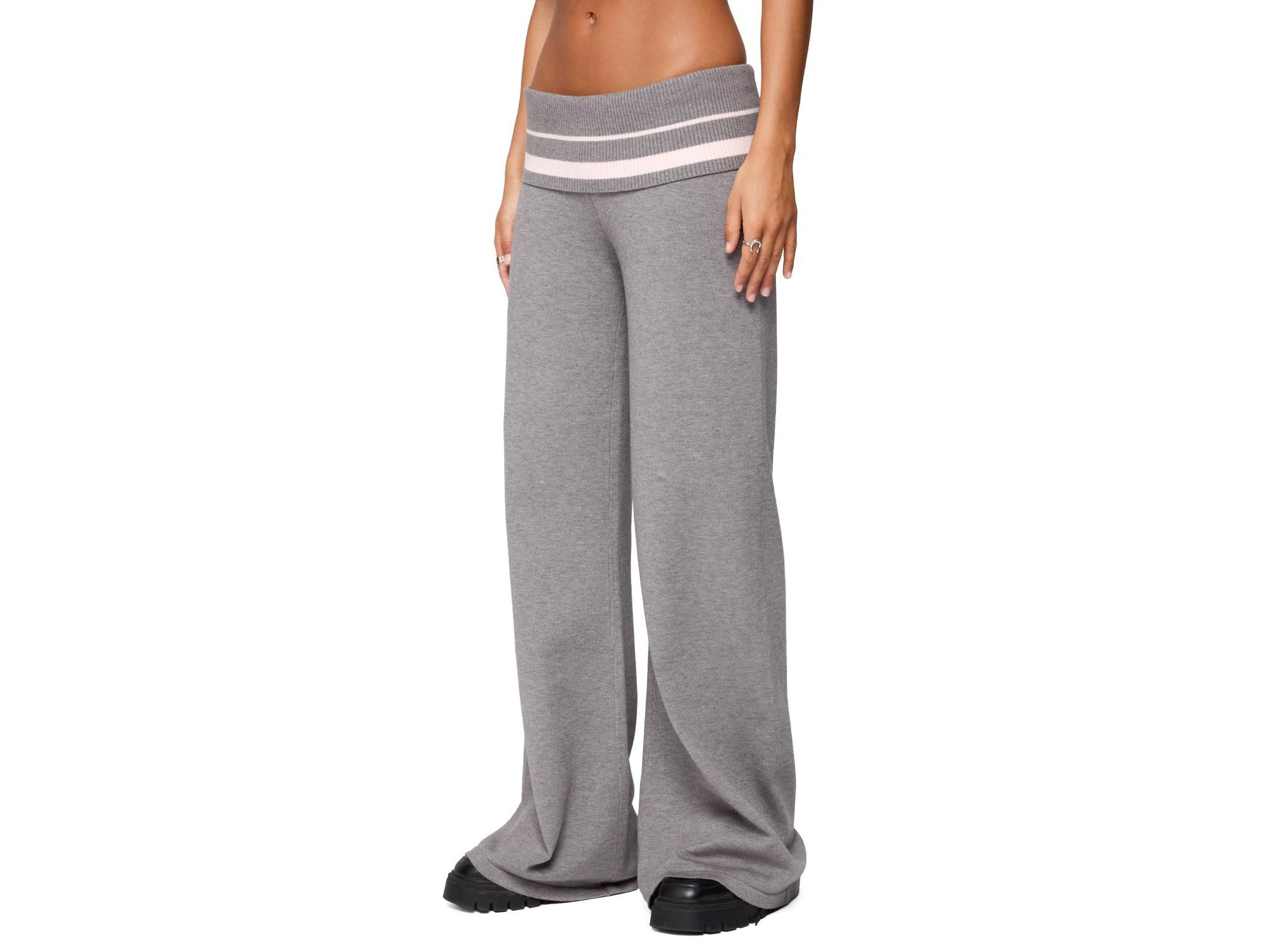 Kaliya Stripey Fold Over Knit Pants — Image 3