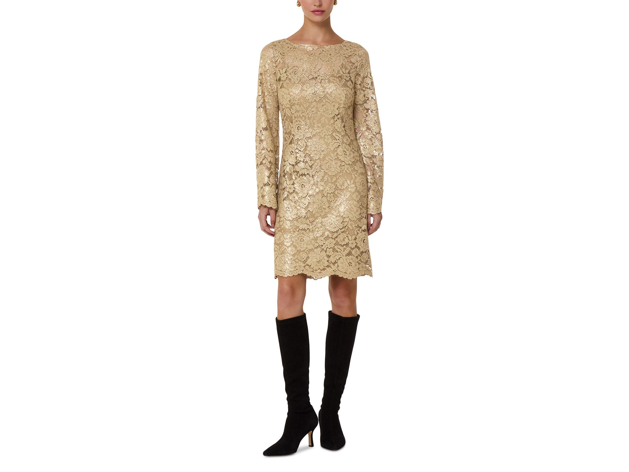 Metallic Lace Mini Dress — Image 5
