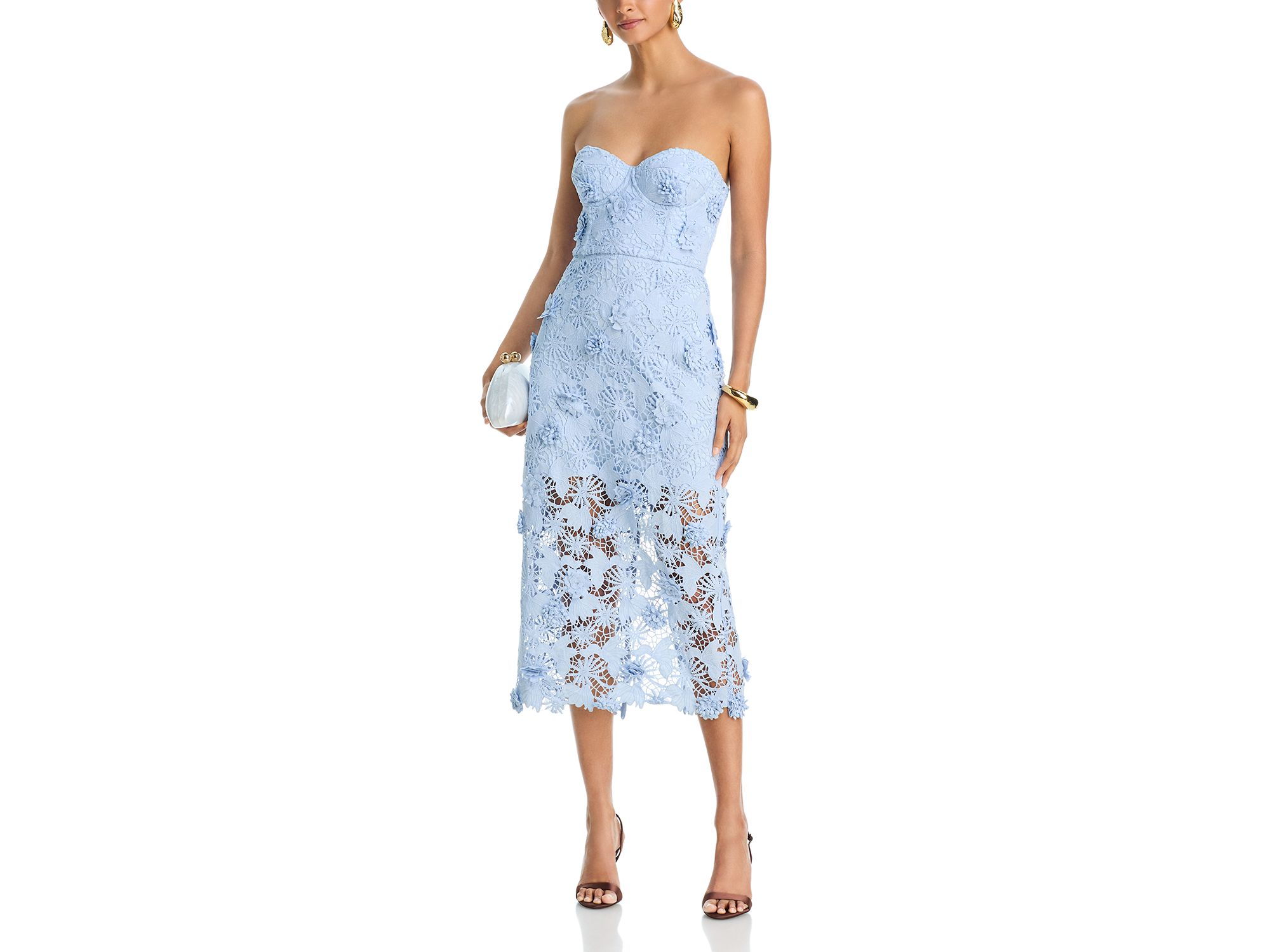 Strapless 3D Lace Midi Dress - Exclusive — Image 3