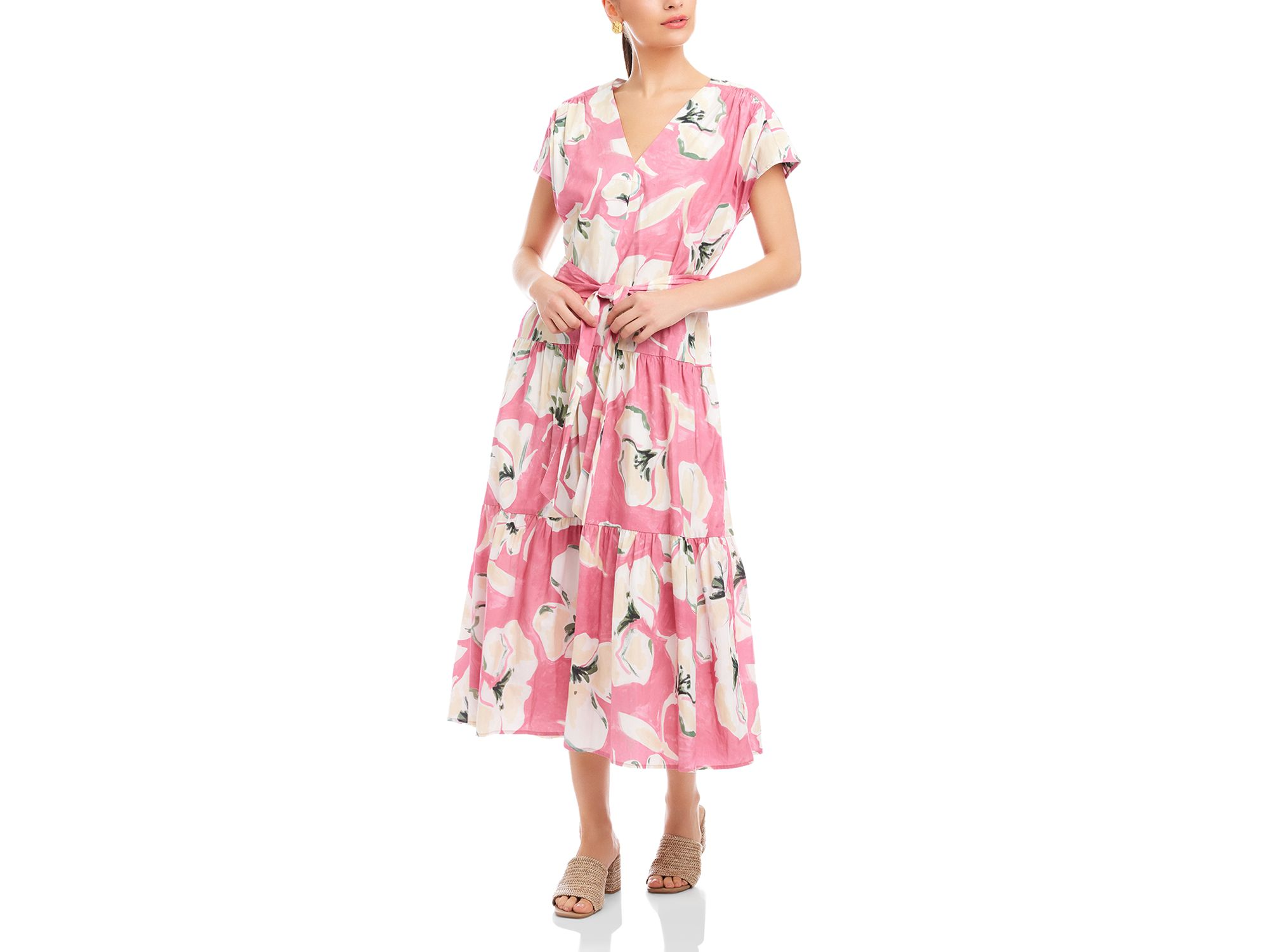 Kristine Tiered Front Slit Midi Dress — Image 3