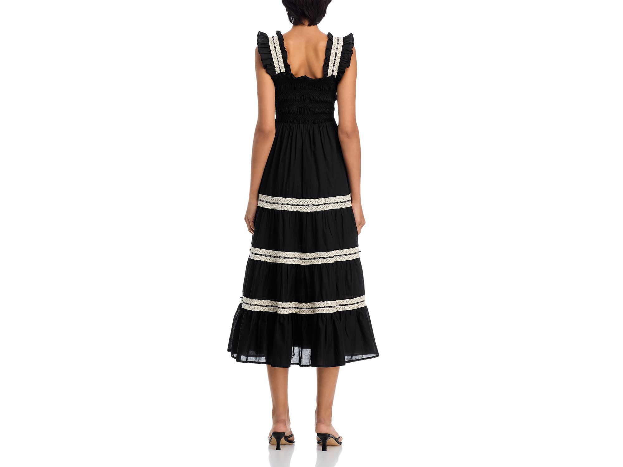 Smocked Lace Inset Midi Dress - Exclusive — Image 4