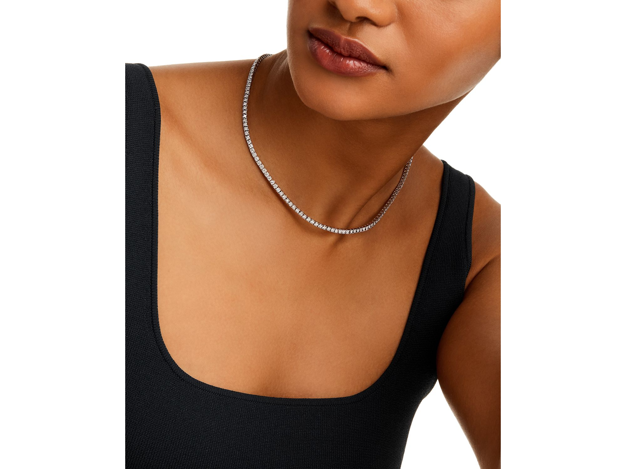 Diamond Classic Tennis Necklaces in 14K White Gold, 3.0-7.0 tcw — Image 4