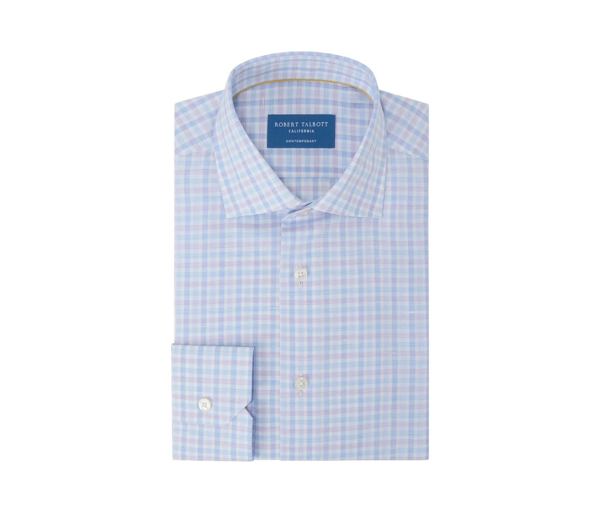 Reynolds Check Cotton/Linen Contemporary Fit Shirt — Image 3