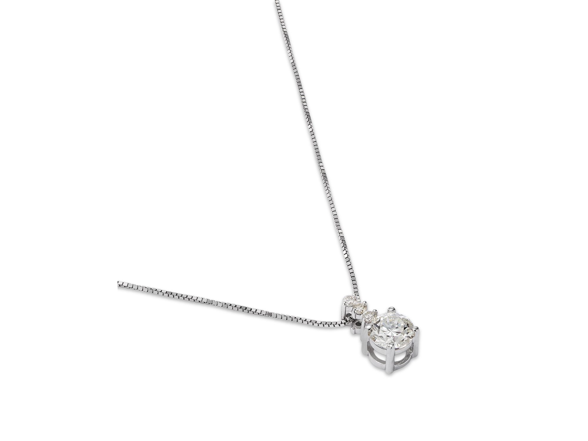 14K White Gold Diamond Solitaire Pendant Necklace, 0.5 tcw — Image 3