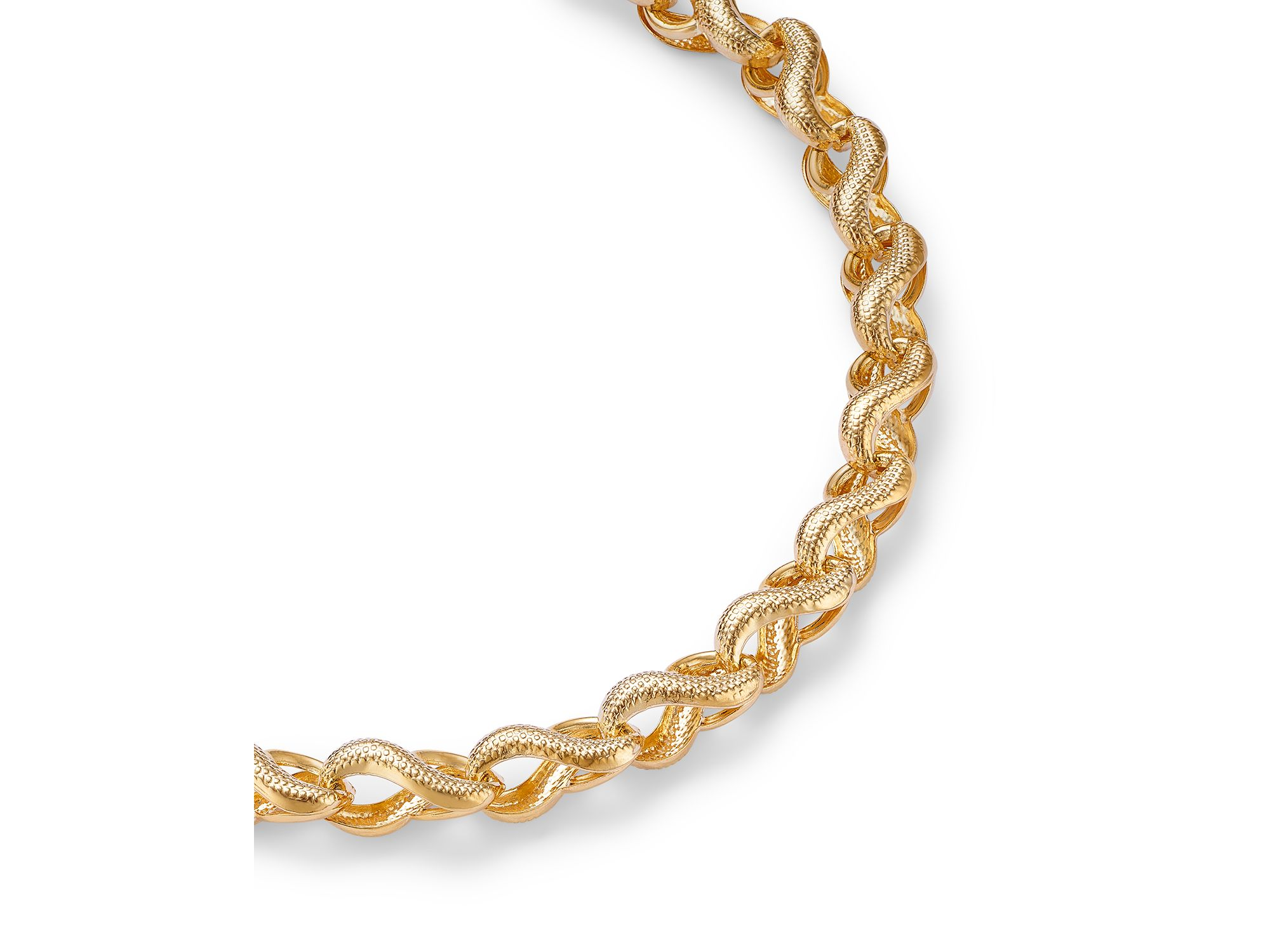 Textured Figure 8 Link Bracelet in 14K Yellow Gold — Image 3