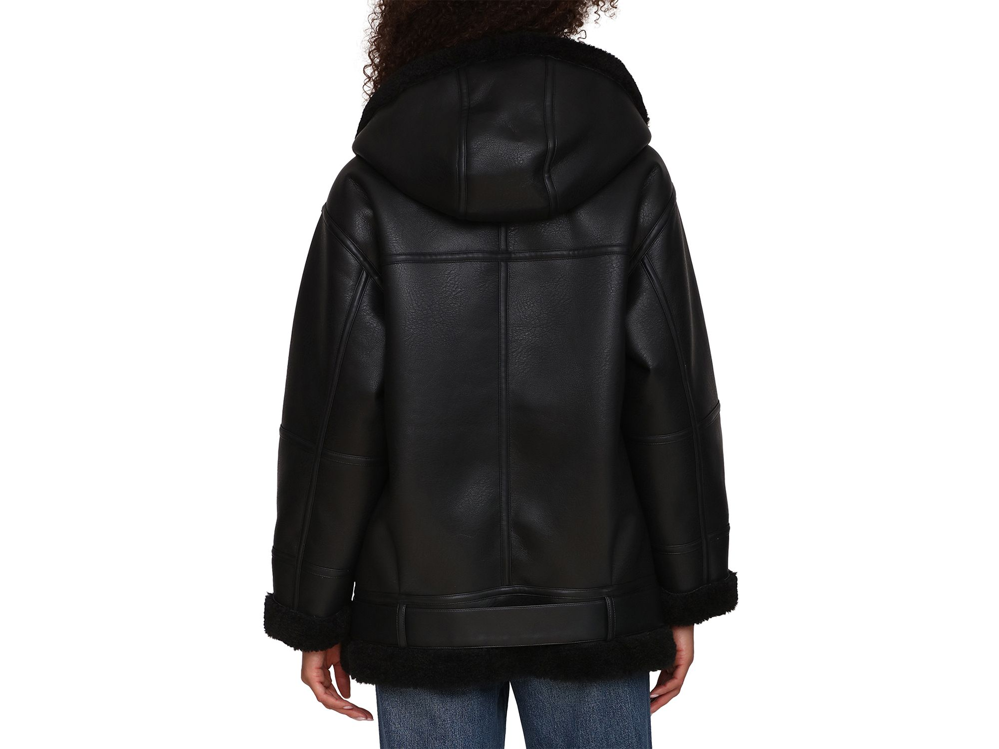 Faux Shearling Hooded Coat — Image 3