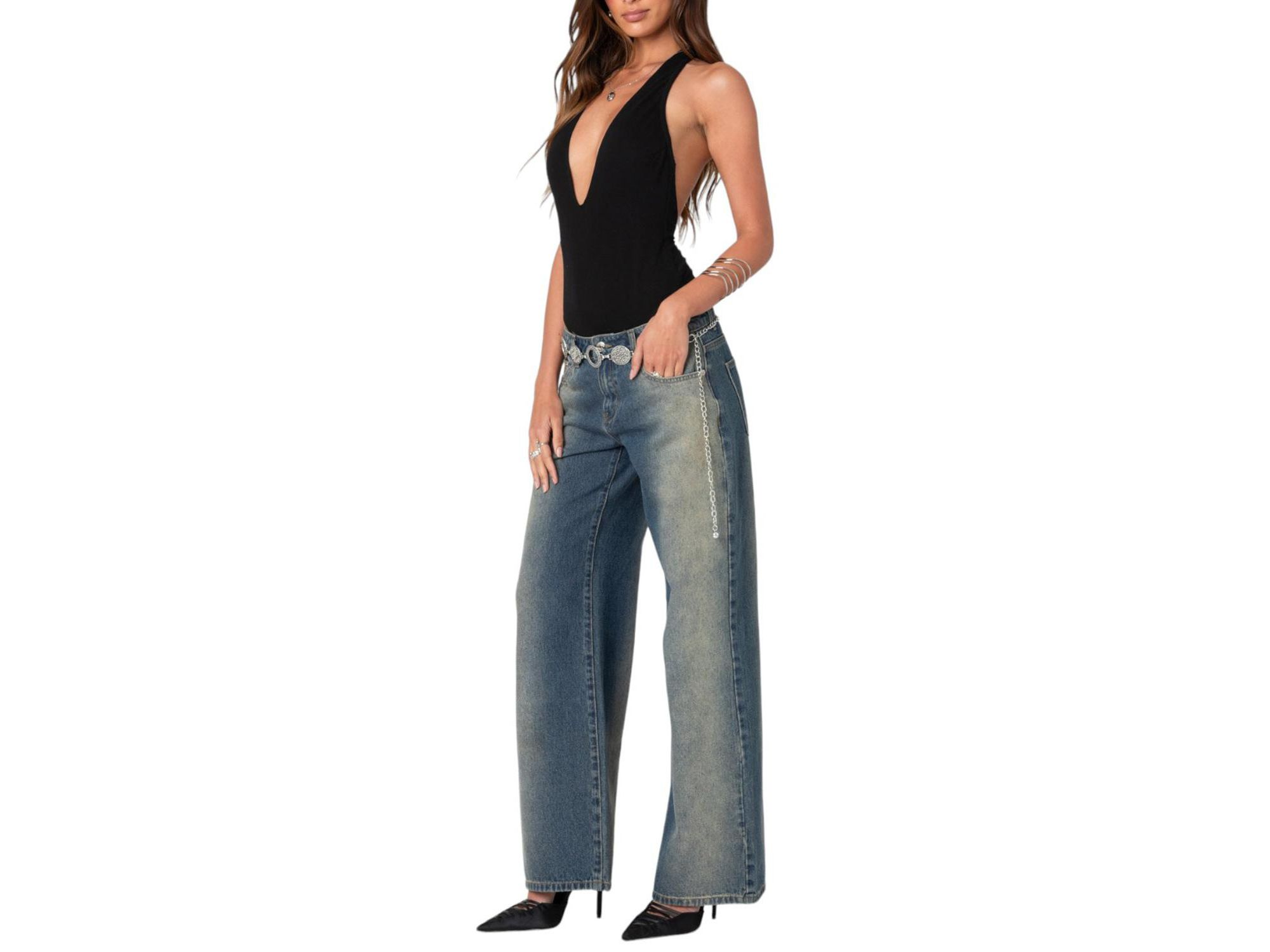 Deep V Backless Bodysuit — Image 3