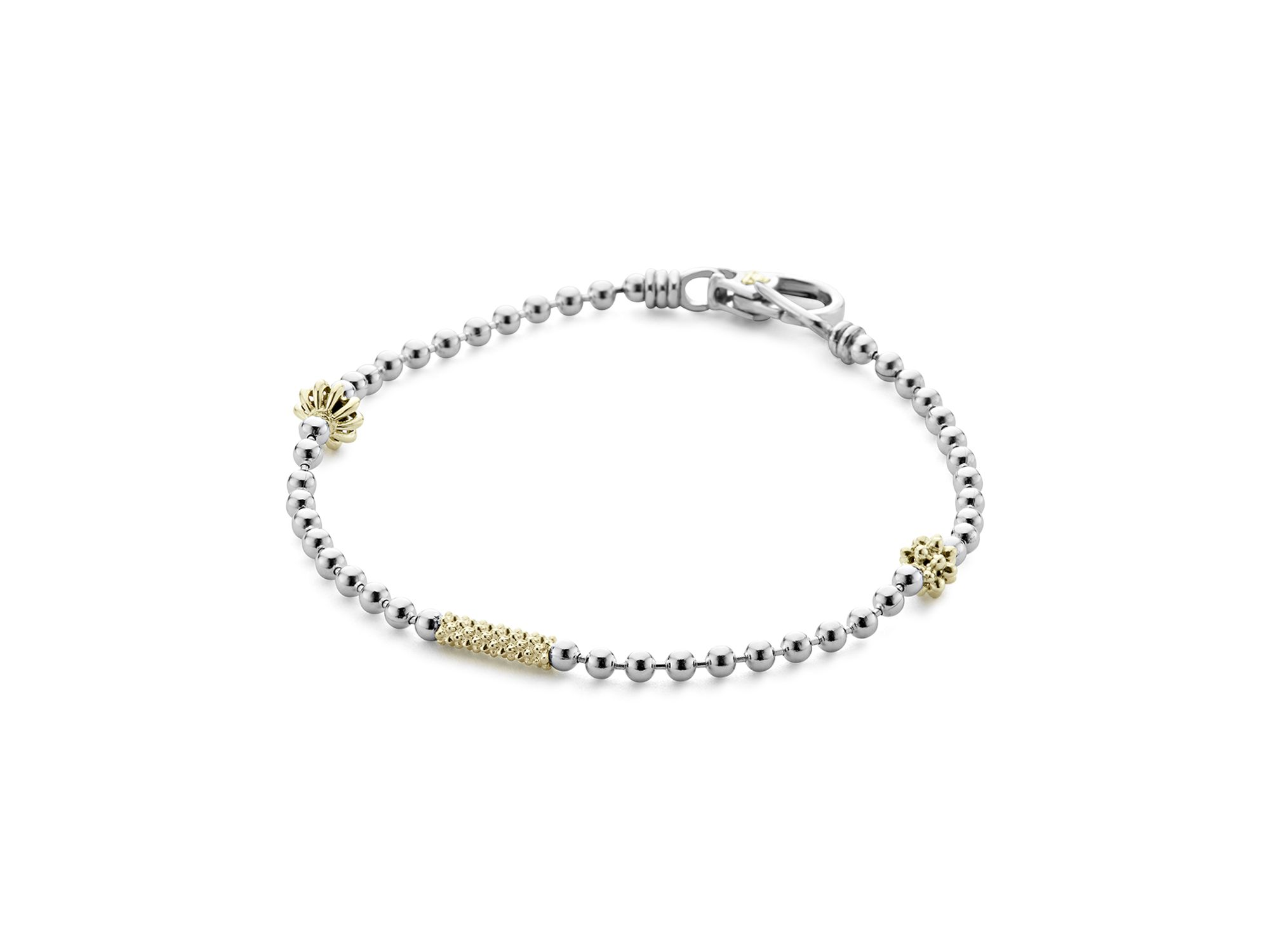 18K Yellow Gold & Sterling Caviar Icon Beaded Bracelet — Image 3