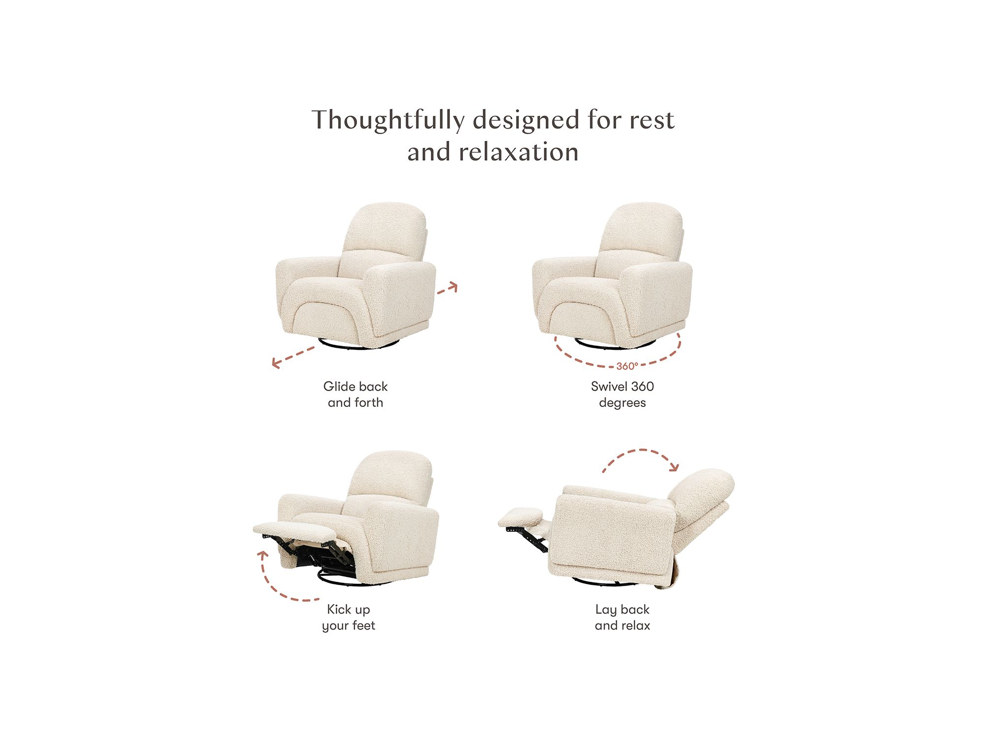 Rainbow Recliner and Swivel Glider in Teddy Loop — Image 13