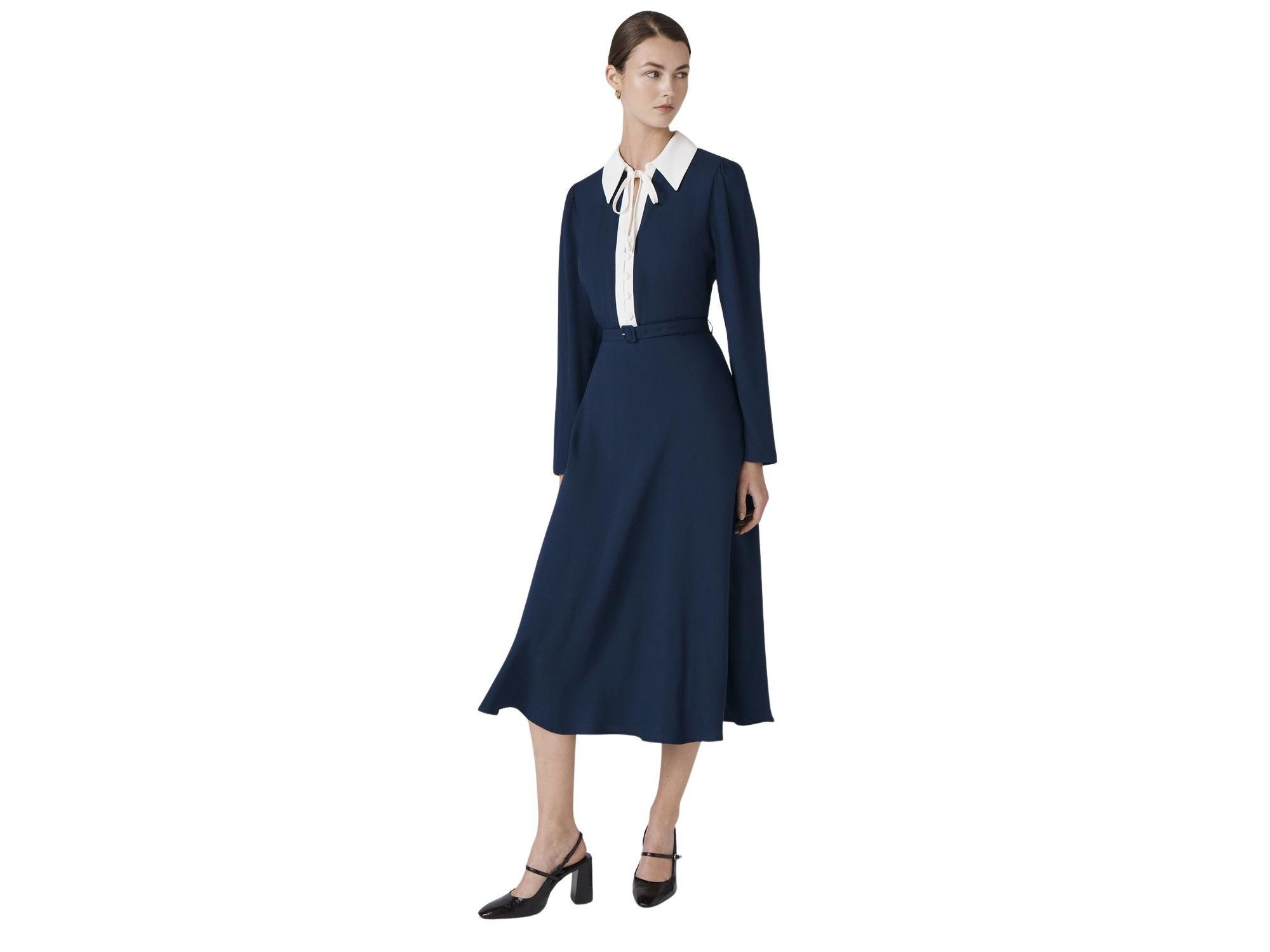 Lillian Crepe Collared Neck Midi Dress — Image 3
