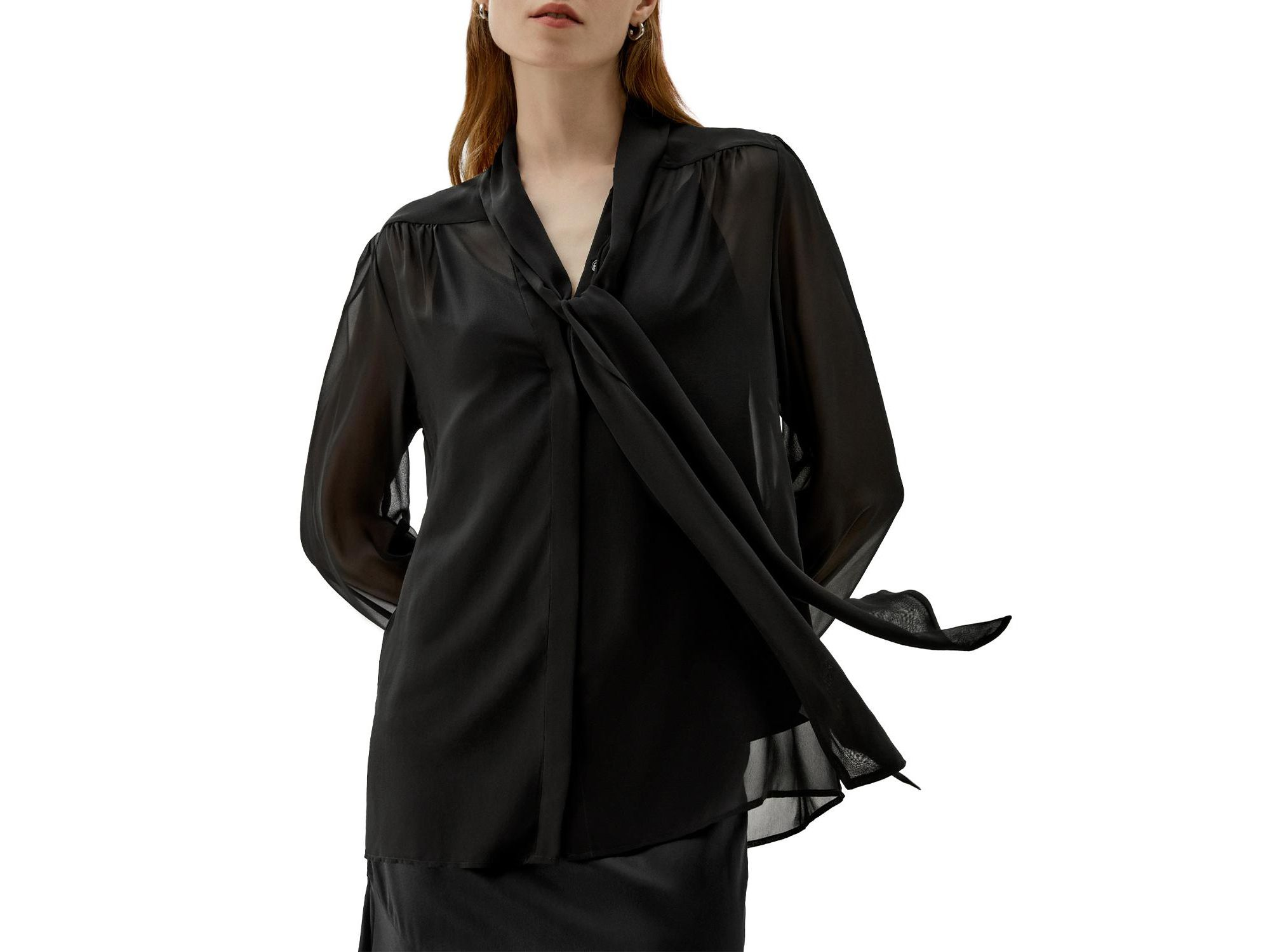 Bow Tie Silk Jasmine Blouse - Image 1