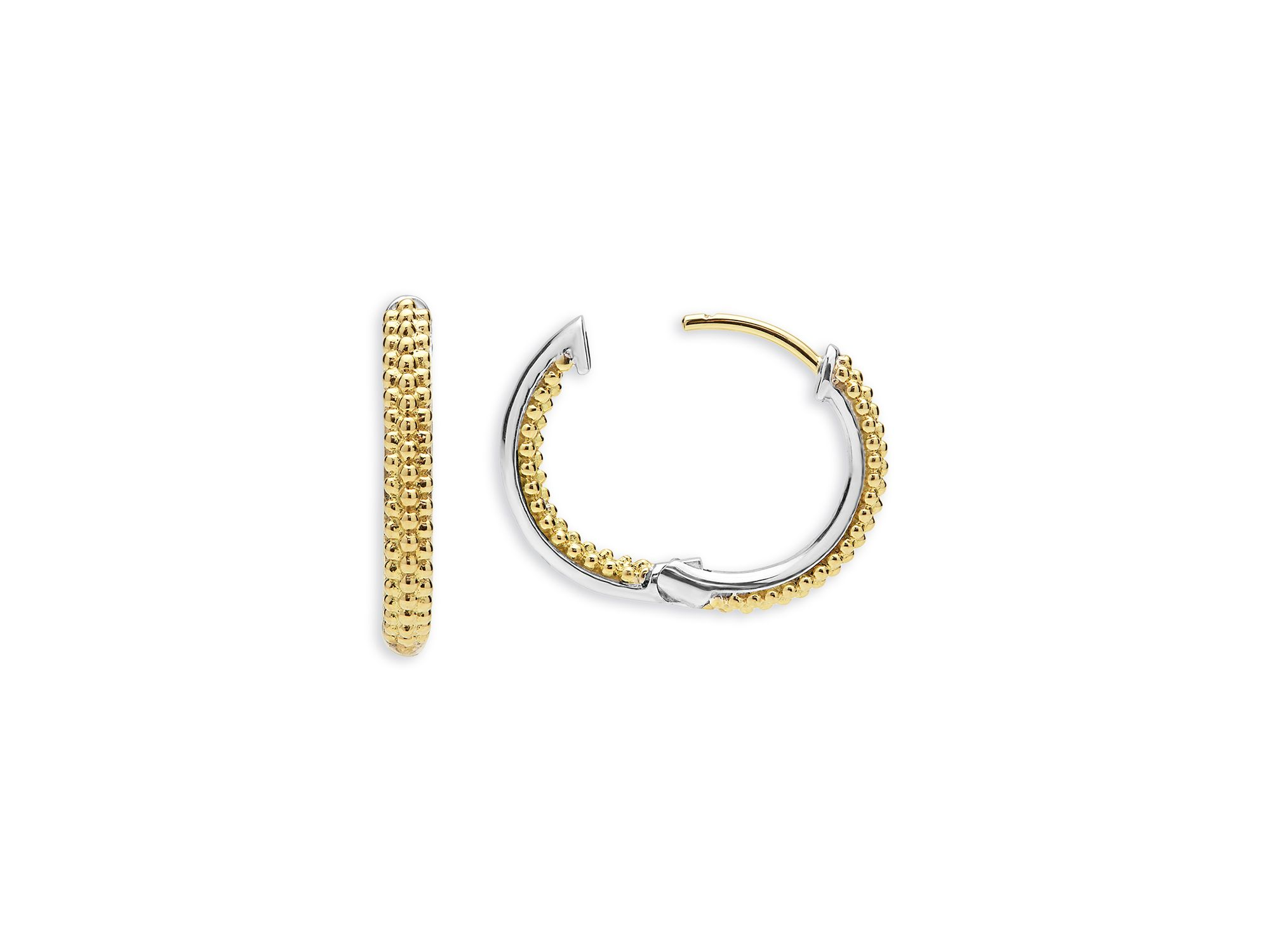 18K Yellow Gold & Sterling Caviar Lux Hoop Earrings — Image 3