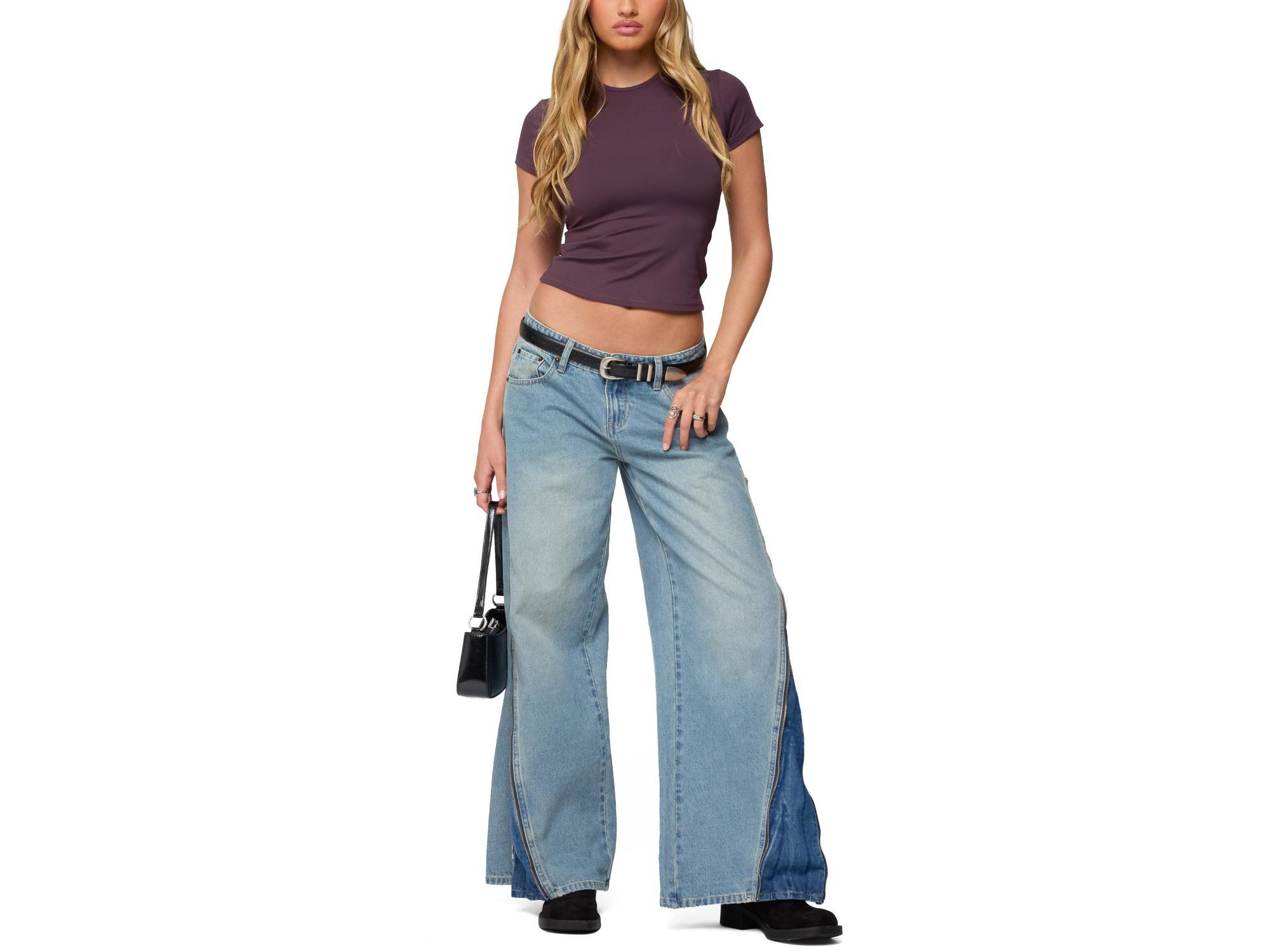 Kiarah Low Rise Bootcut Jeans in Blue Washed — Image 4