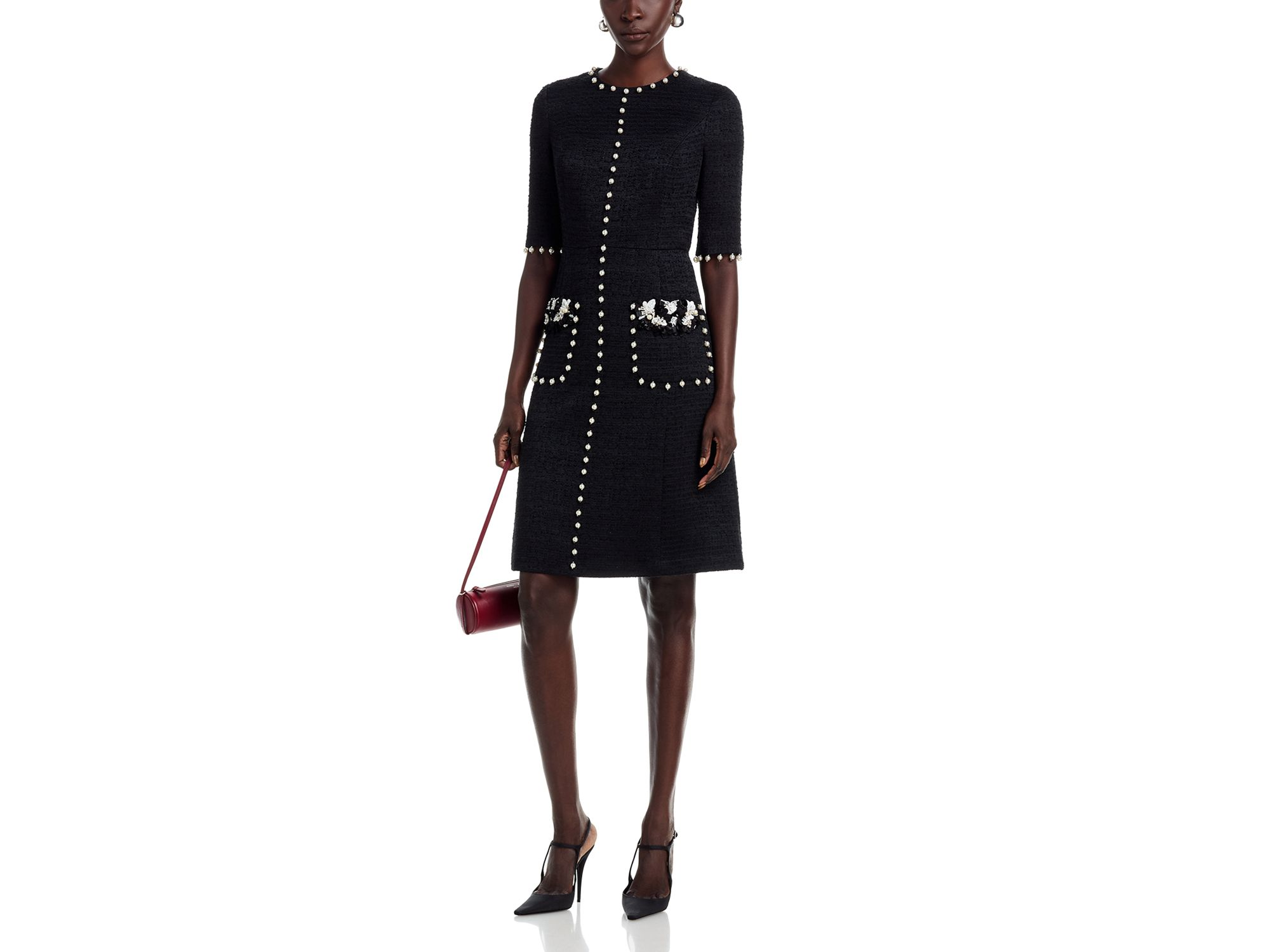 Bouclé Embellished Dress — Image 3