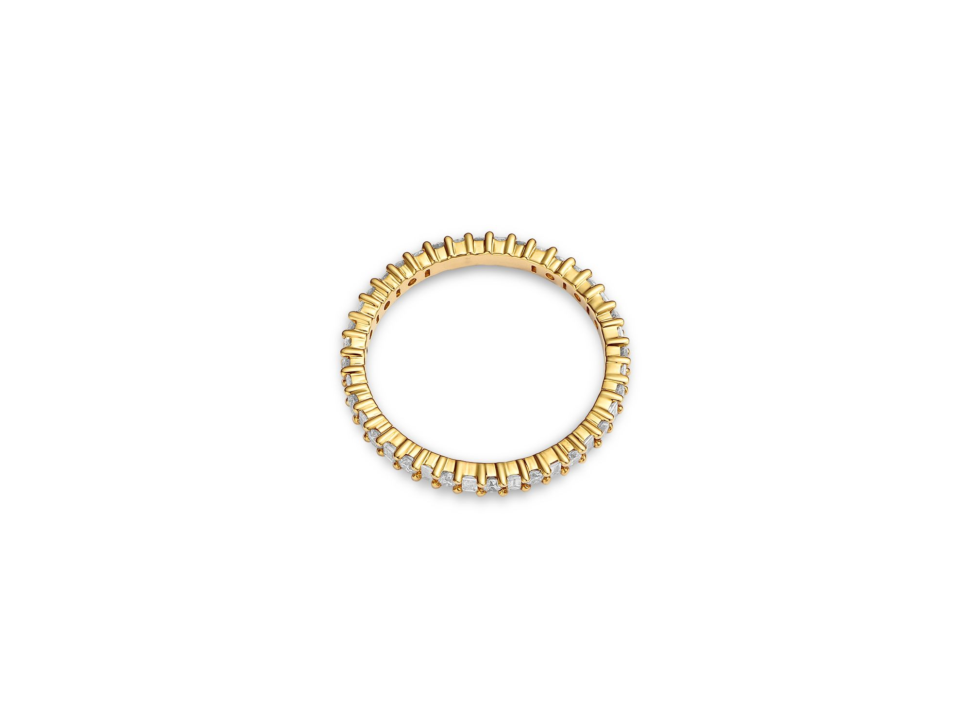 Diamond Round & Baguette Eternity Band in 14K Yellow Gold, 0.60 tcw — Image 3