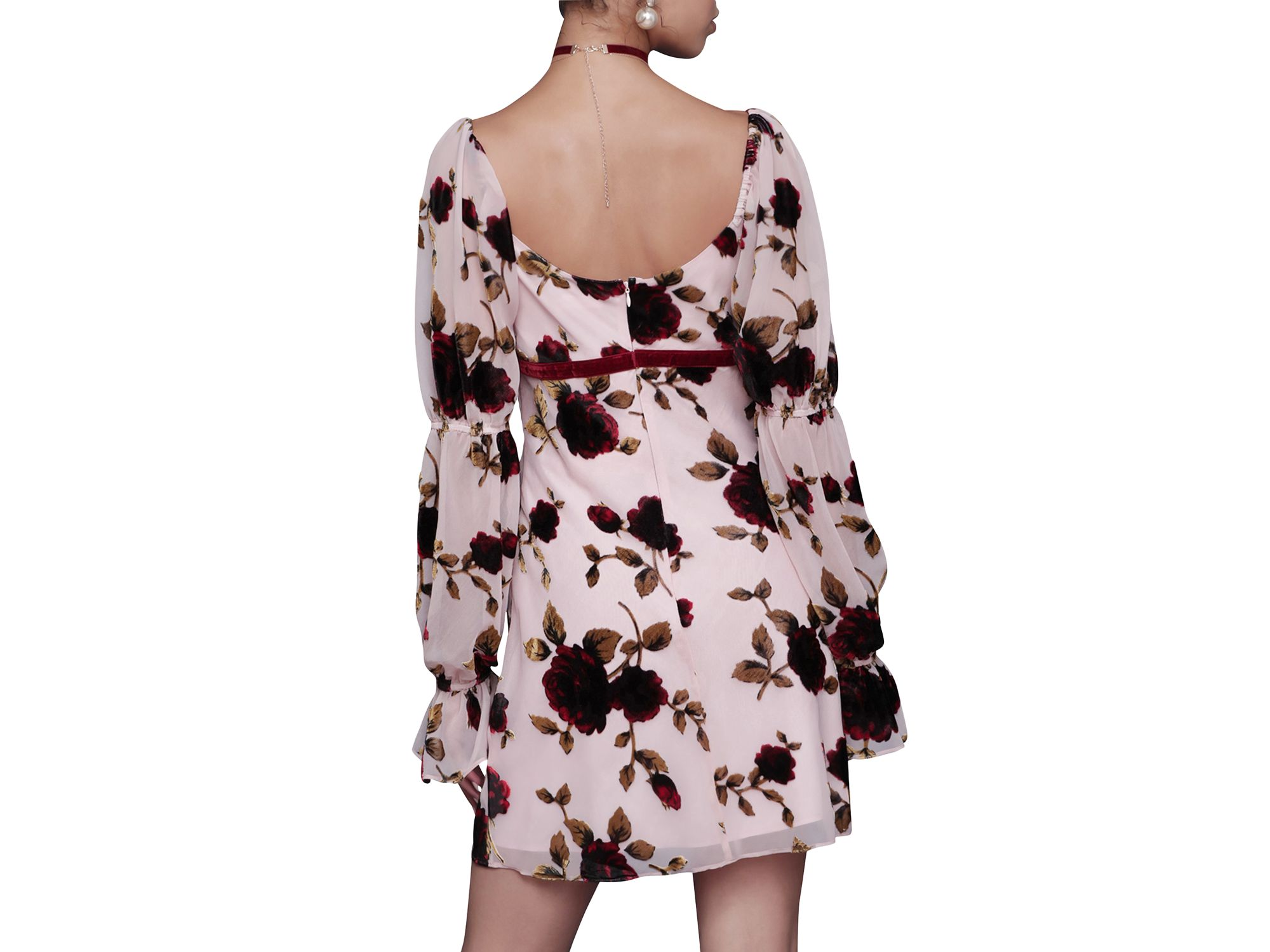 Victorian Sleeve Floral Mini Dress — Image 4