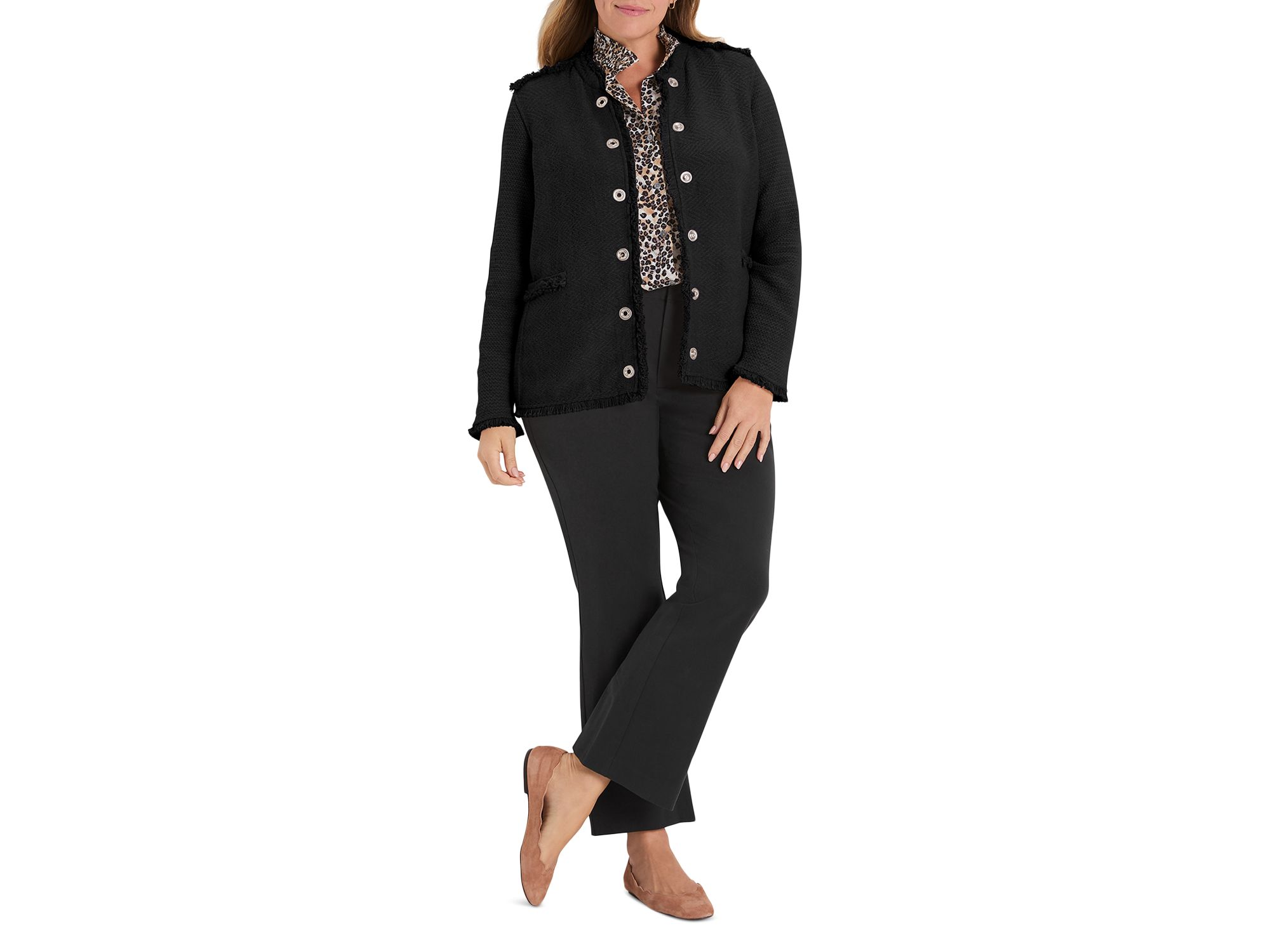Military Fringe Mix Knit Jacket — Image 4