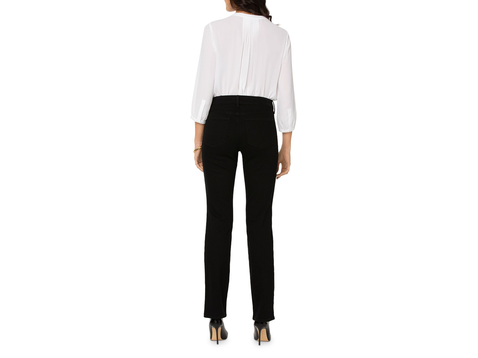 Petites Marilyn High Rise Straight Jeans in Black — Image 5