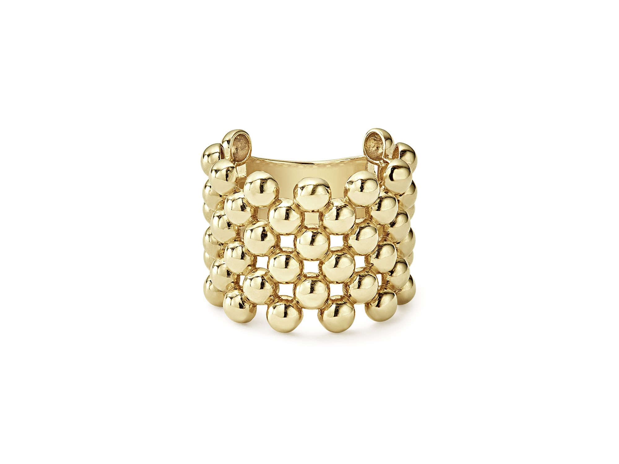 Caviar Gold Collection 18K Gold Wide Beaded Ring — Image 3