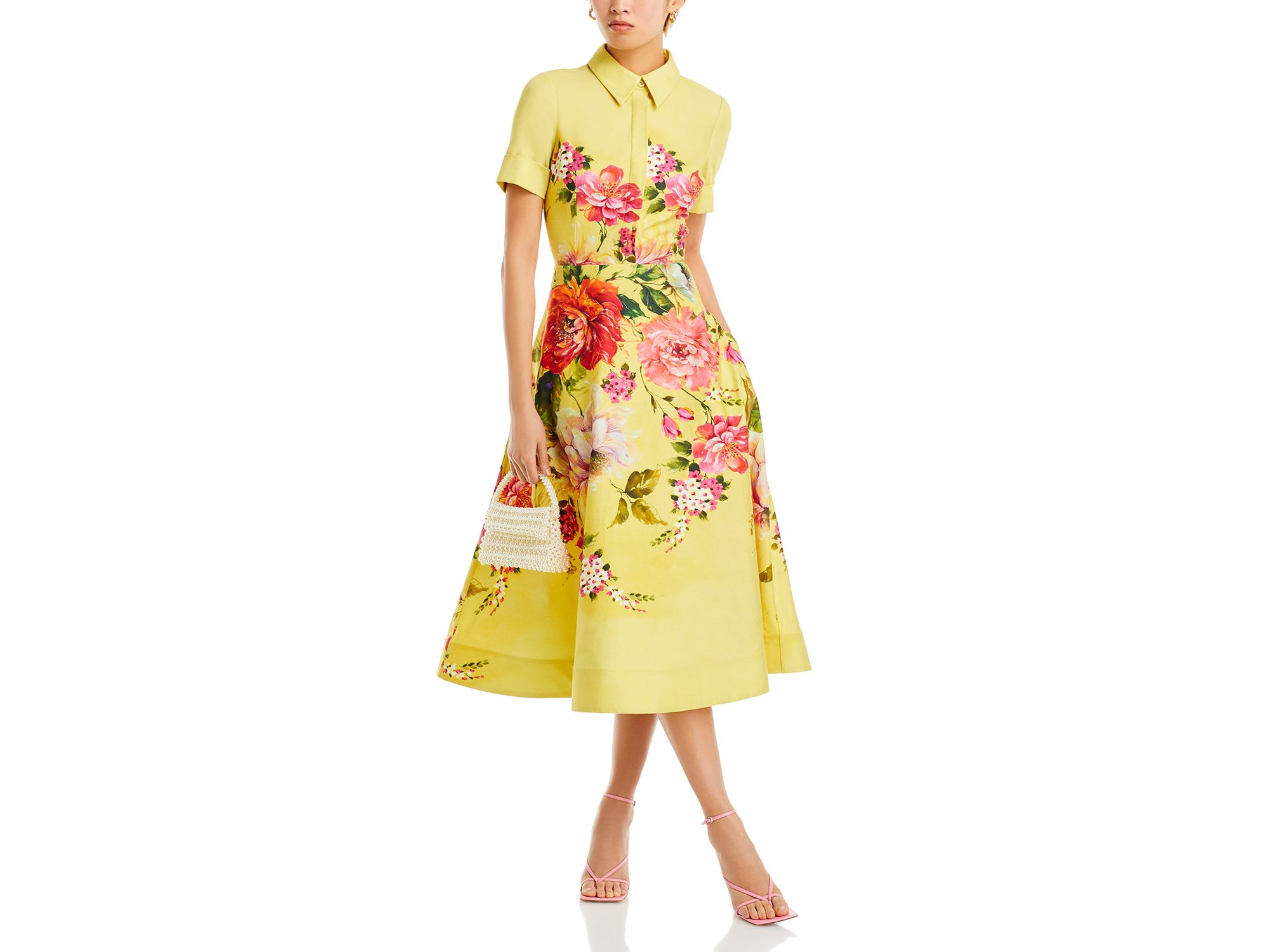 Bold Floral Print Shirt Midi Dress — Image 5