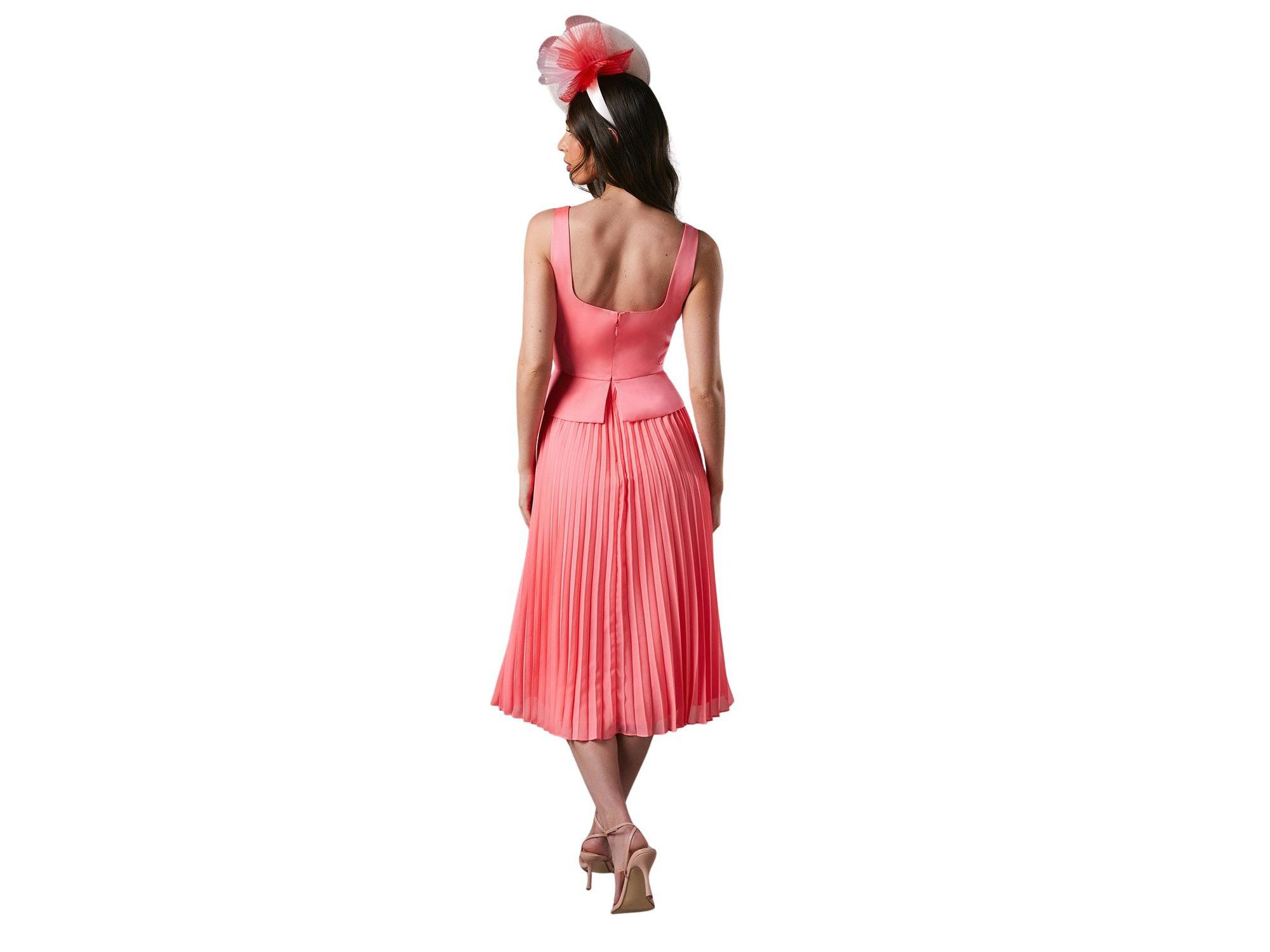 Peplum Cross Detail Pleated Midi Dress — Image 4