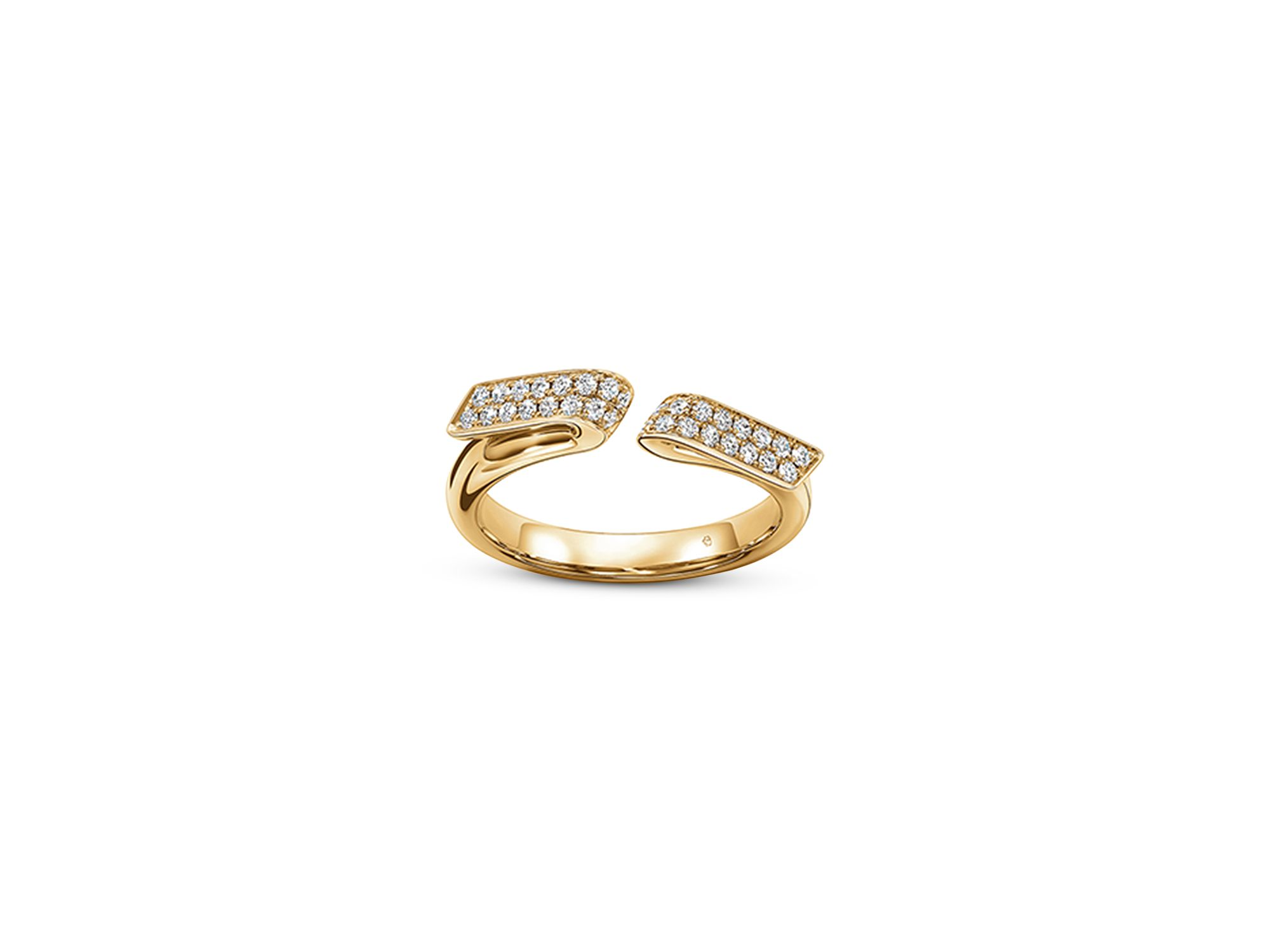 18K Yellow Gold Inside Out Diamond  Flip Cuff Ring — Image 3