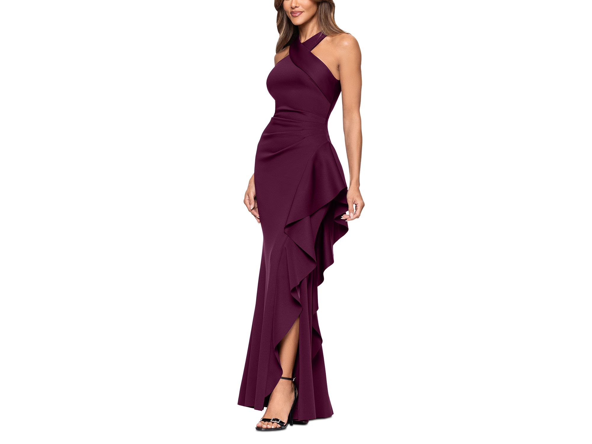 Scuba Ruffle Halter Gown - Exclusive — Image 4