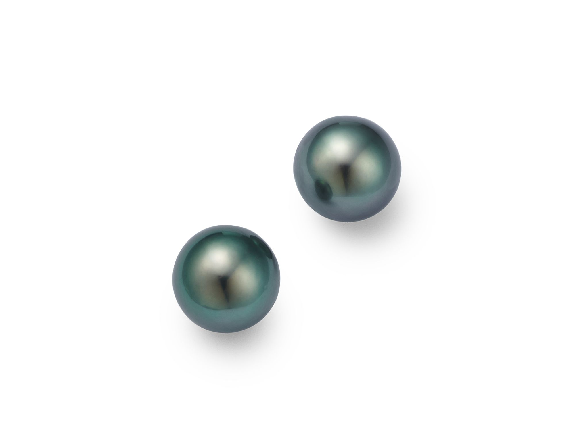 Tahitian Black Cultured Pearl Stud Earrings in 14K Yellow Gold — Image 4