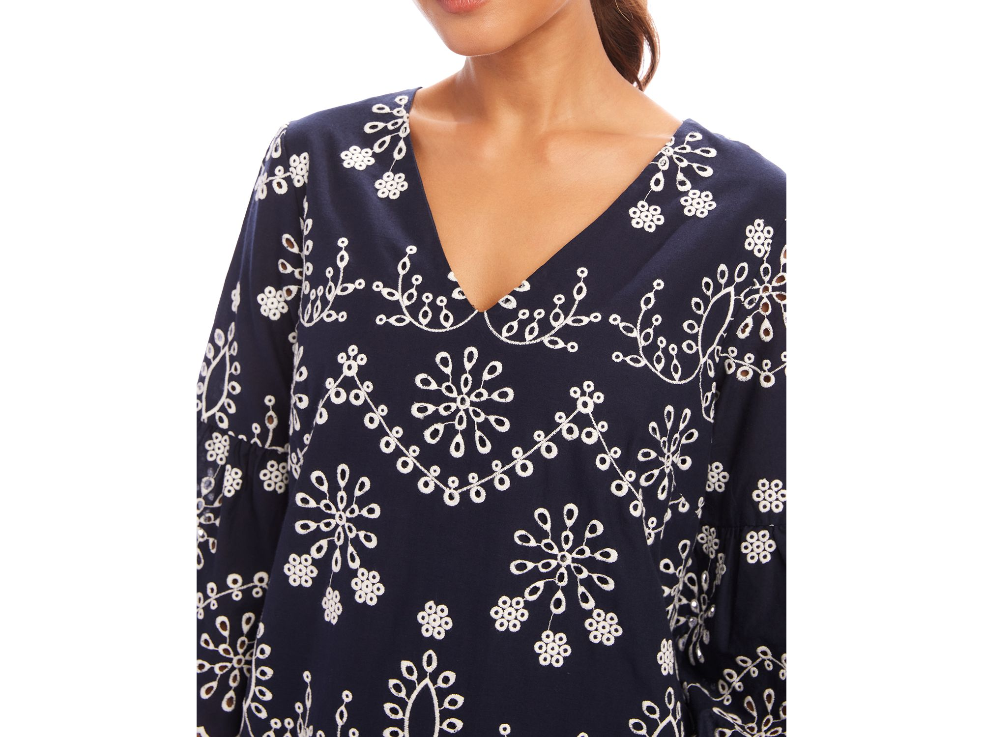 Flare Sleeve Embroidered Dress — Image 3