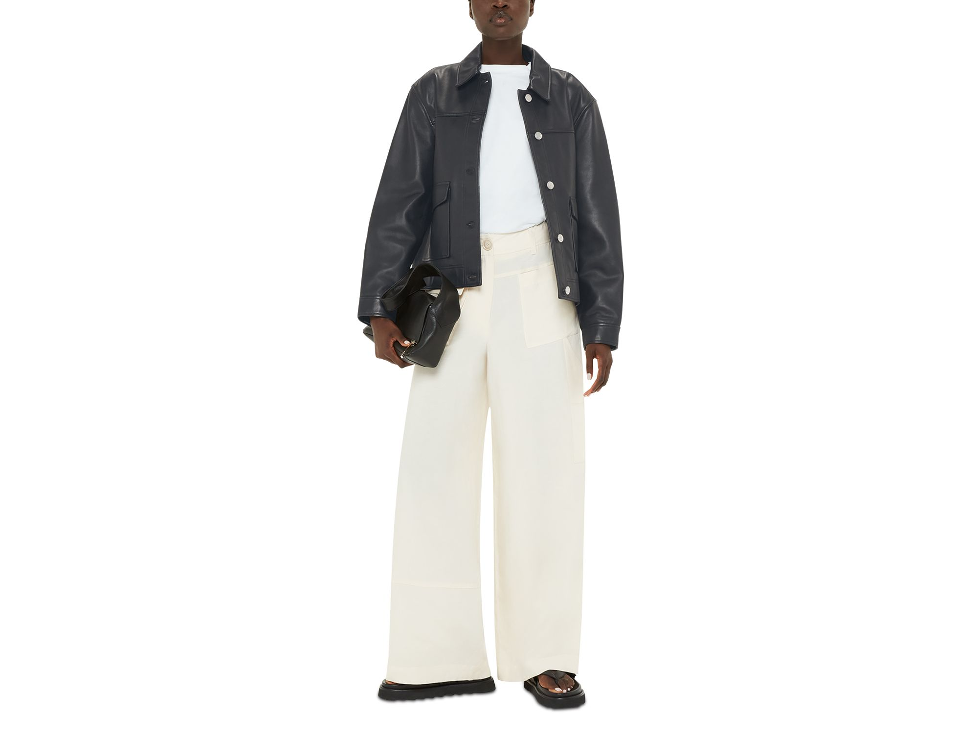 Leather Collared Overshirt — Image 3