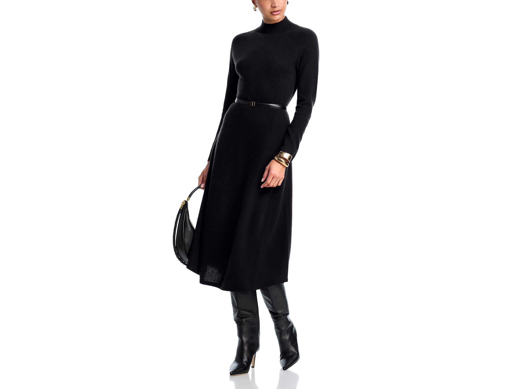 100% Cashmere Mock Neck Dress — Image 6