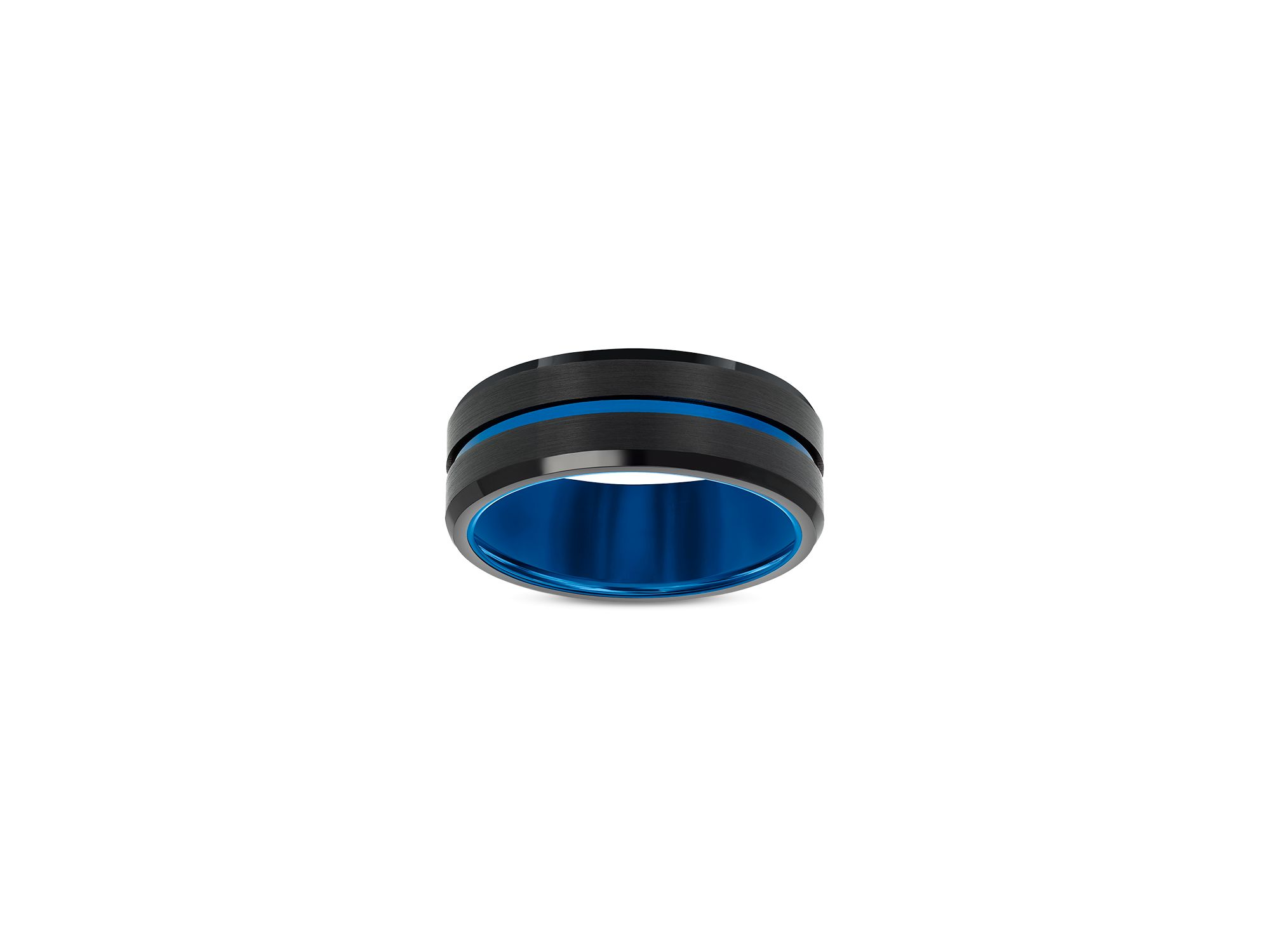 Men's Blue & Black Ion Plated Band in Tungsten — Image 3