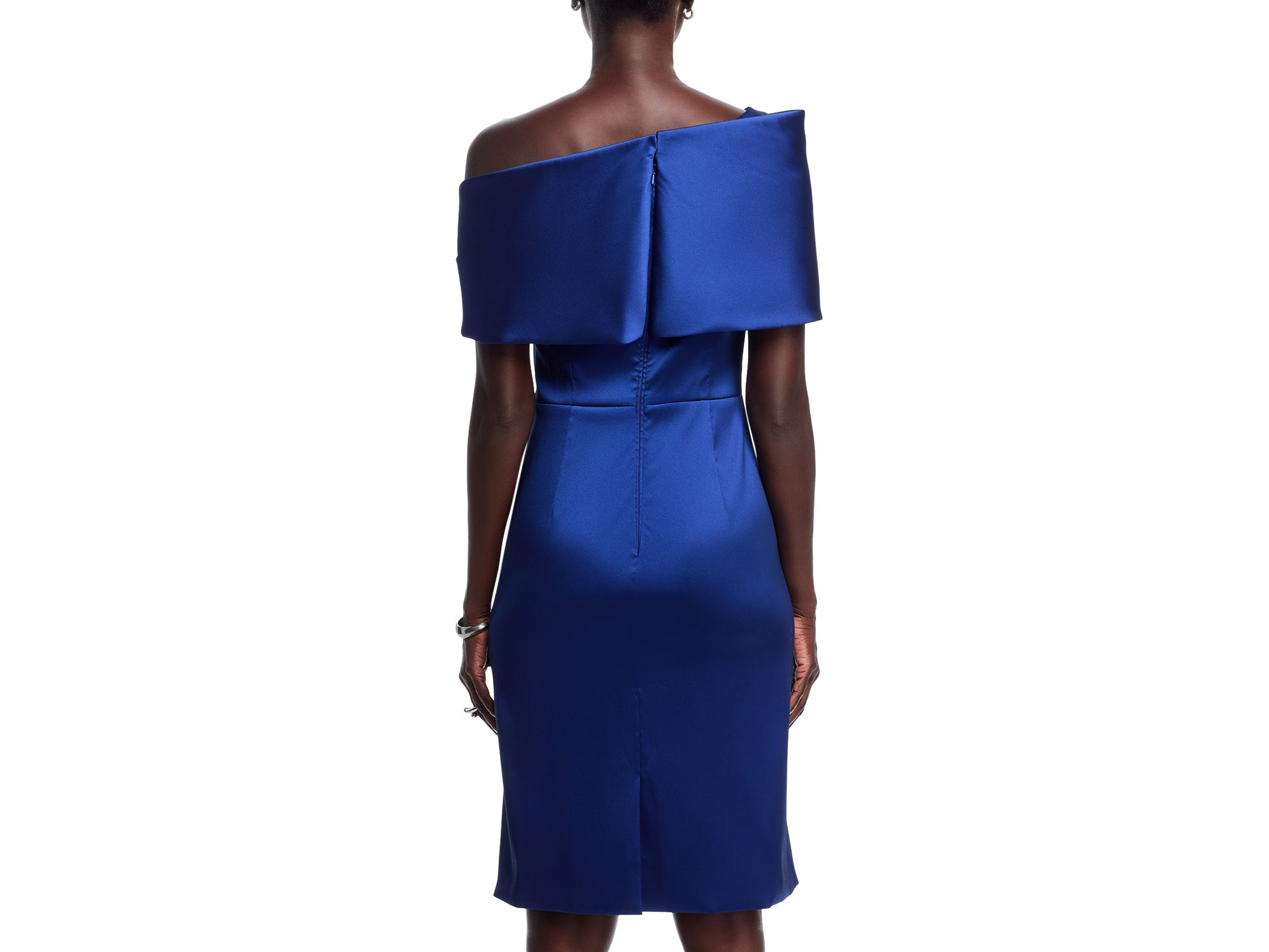 Asymmetric Neck Taffeta Dress — Image 3