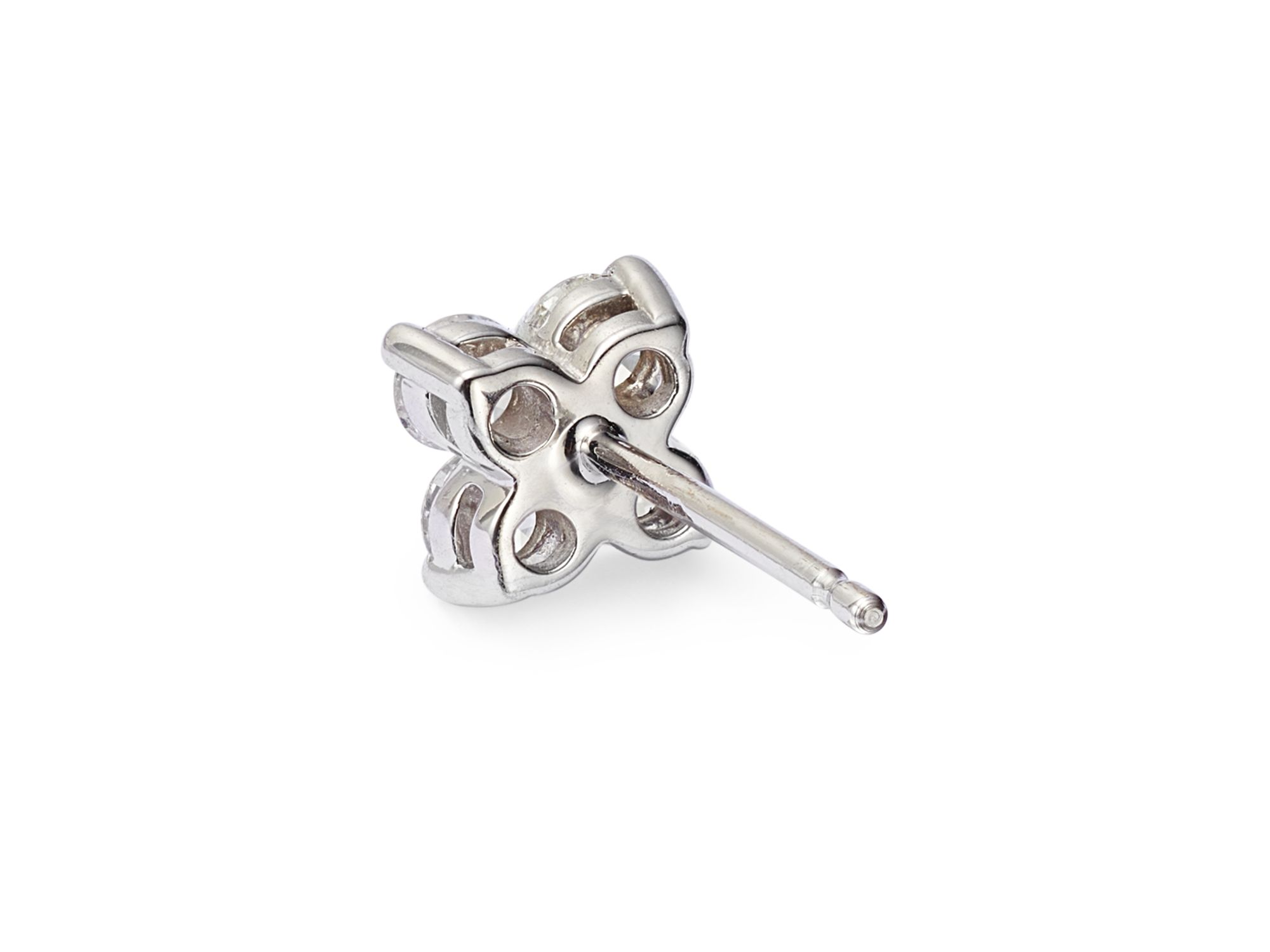 Diamond Clover Stud Earrings in 14K White Gold, 0.50 tcw — Image 4