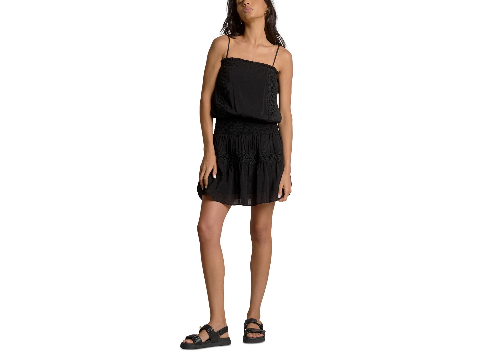 Embroidered Smocked Waist Swim Cover Up Dress — Image 4