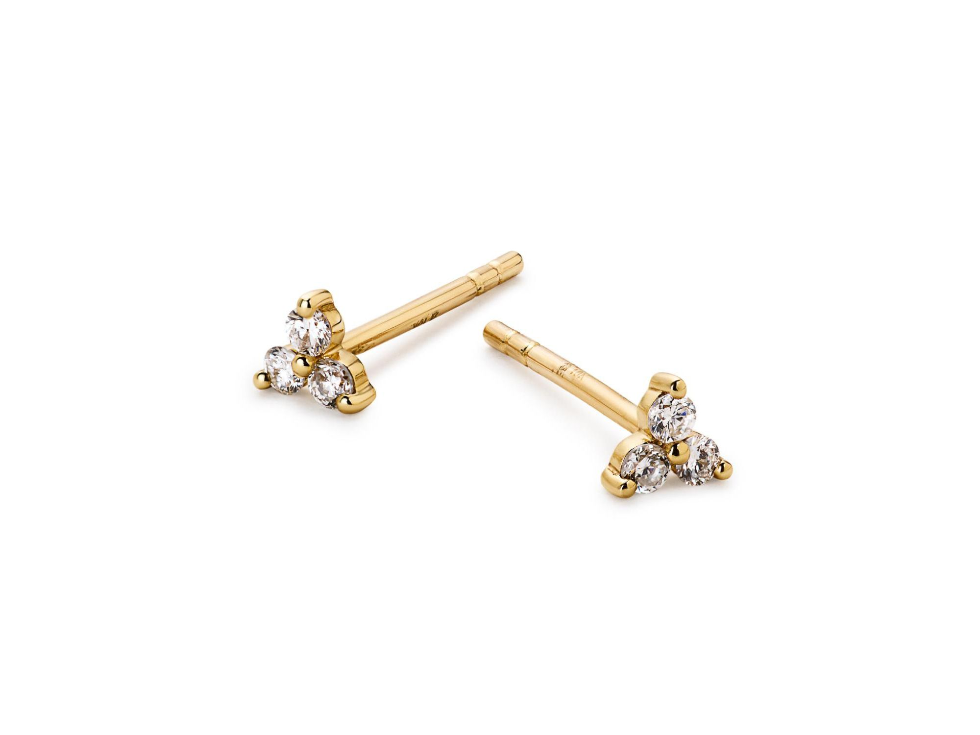 Gold Lab-Grown Diamond Trefoil Stud Earrings — Image 5