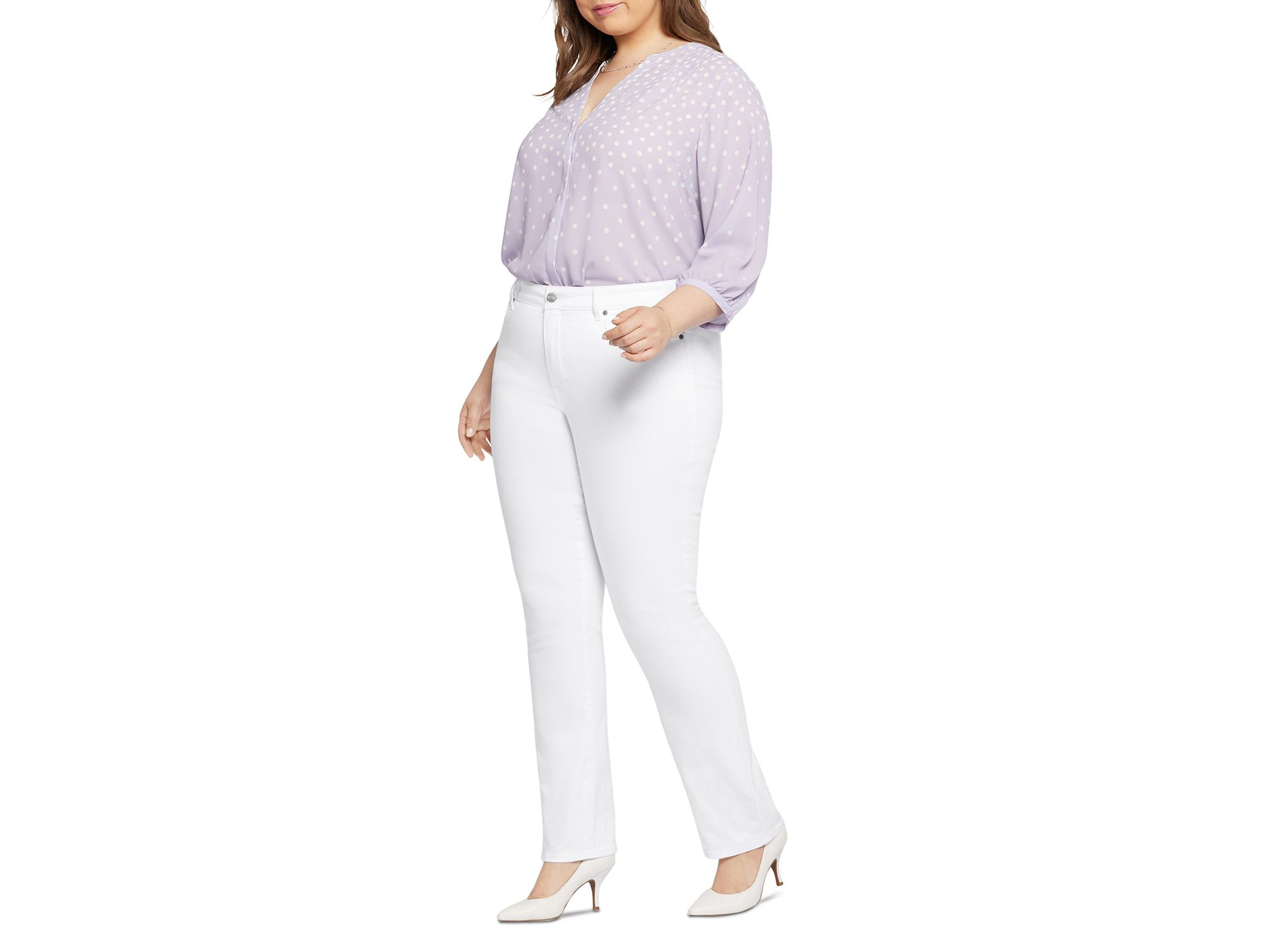 Plus Marilyn High Rise Straight Jeans in Optic White — Image 4