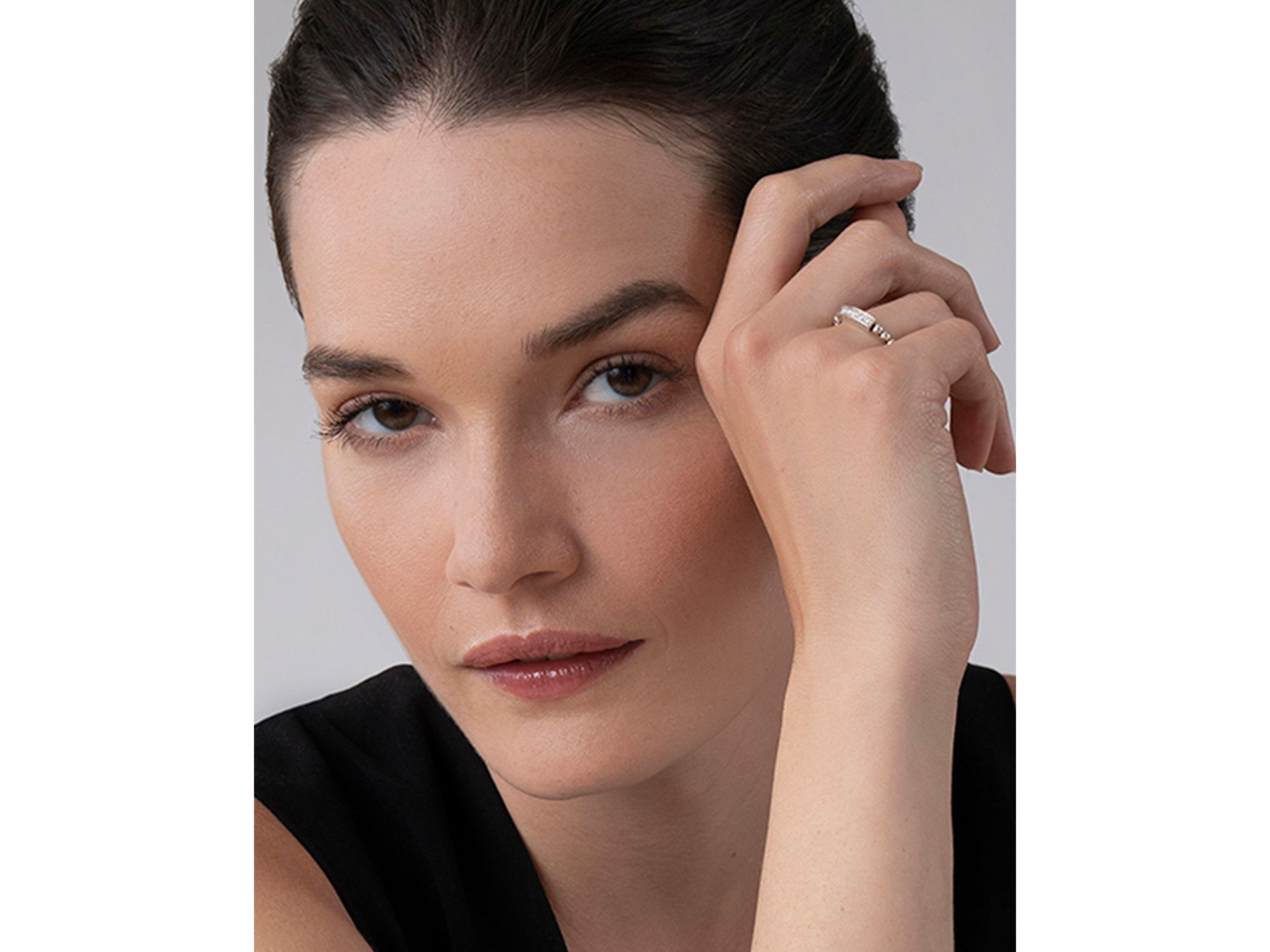 Sterling Silver Caviar Spark Diamond Stacking Ring — Image 3