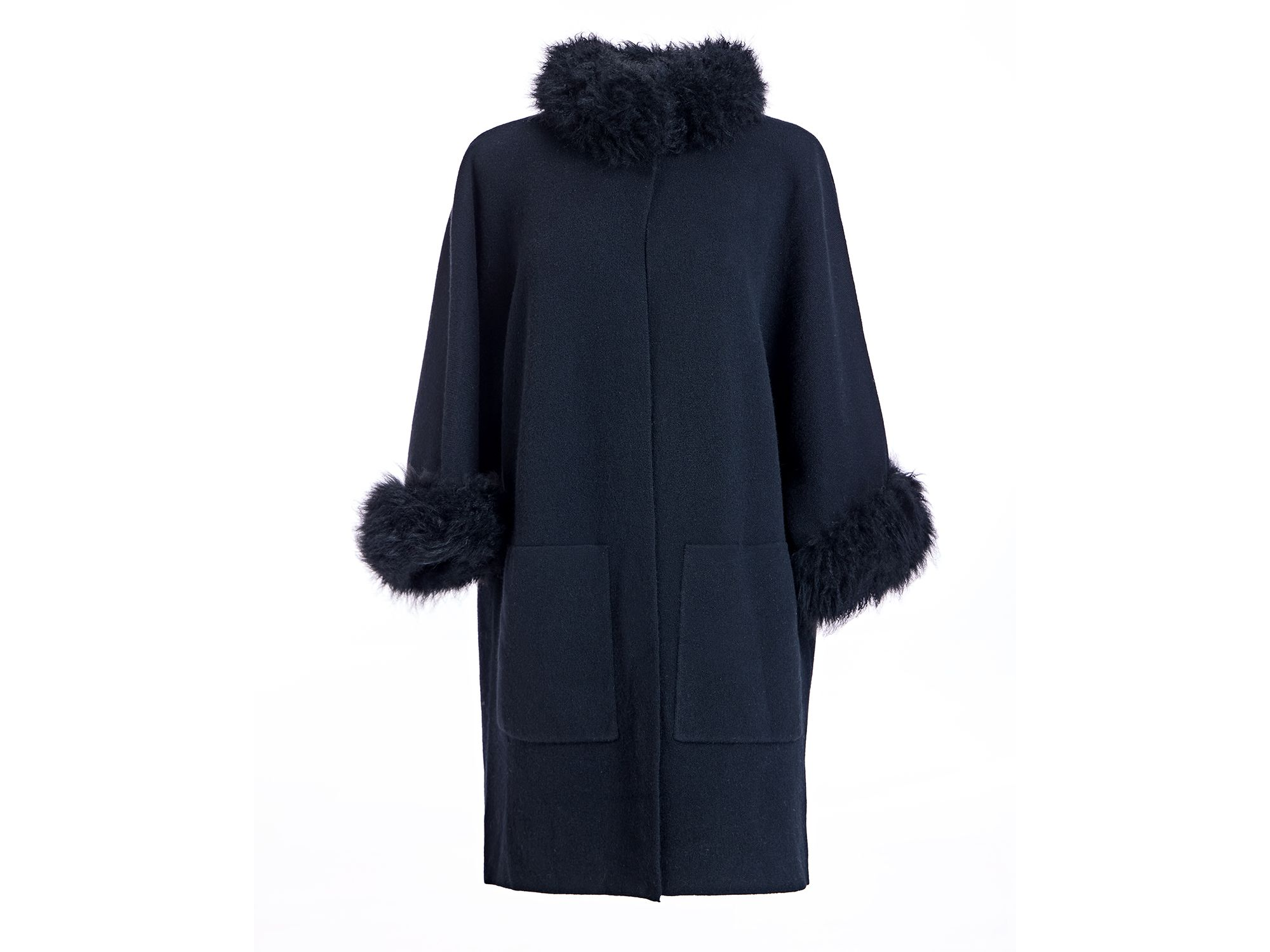 Cashmere Kimono with Cashmere Goat Trim — Image 5