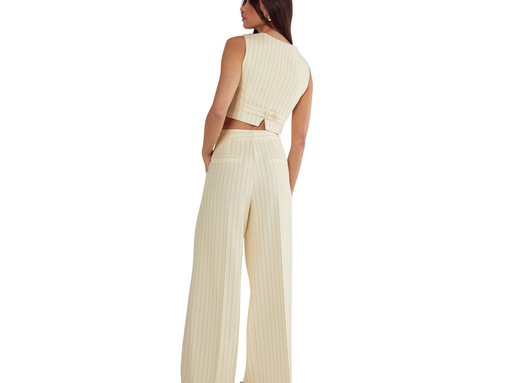 Pinstripe Tailored Pants — Image 4