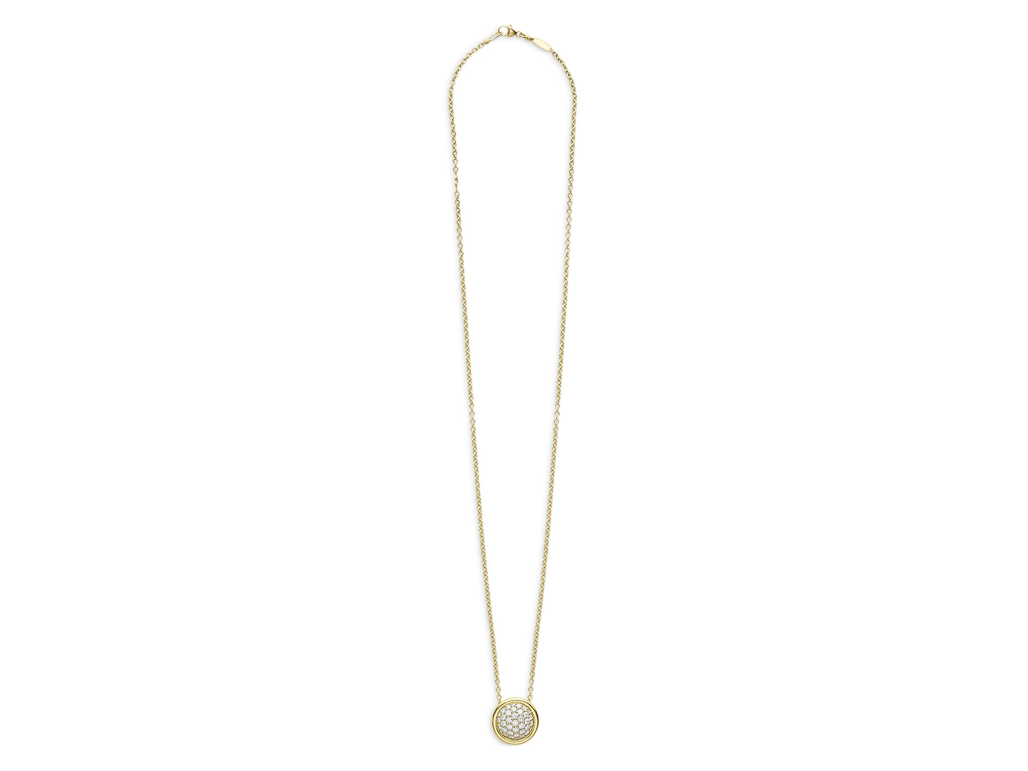 18K Yellow Gold Meridian Diamond Pavé Circle Pendant Necklace, 16-18" — Image 4