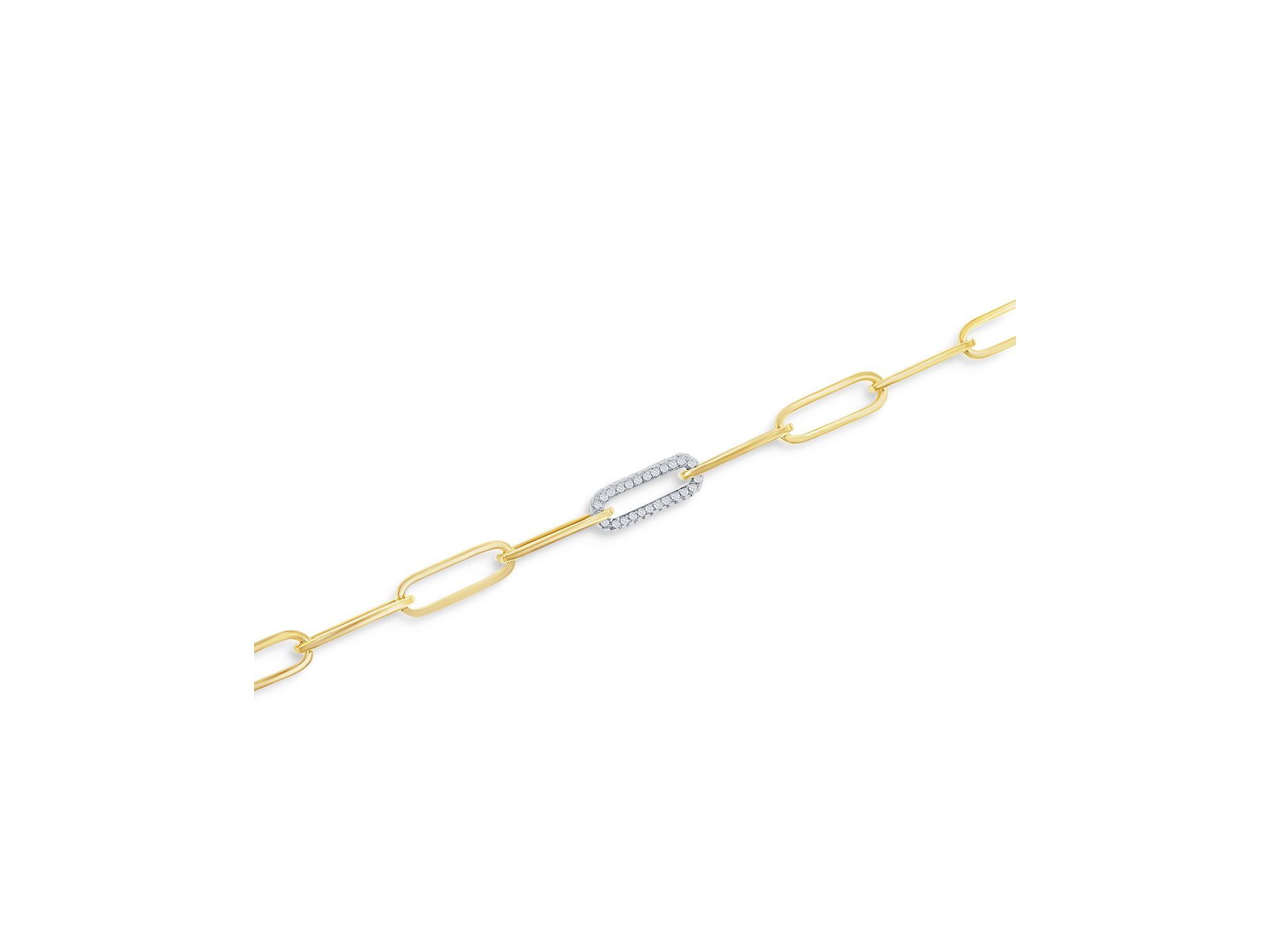 Diamond Paperclip Bracelet in 14K White & Yellow Gold, 0.70 tcw — Image 4