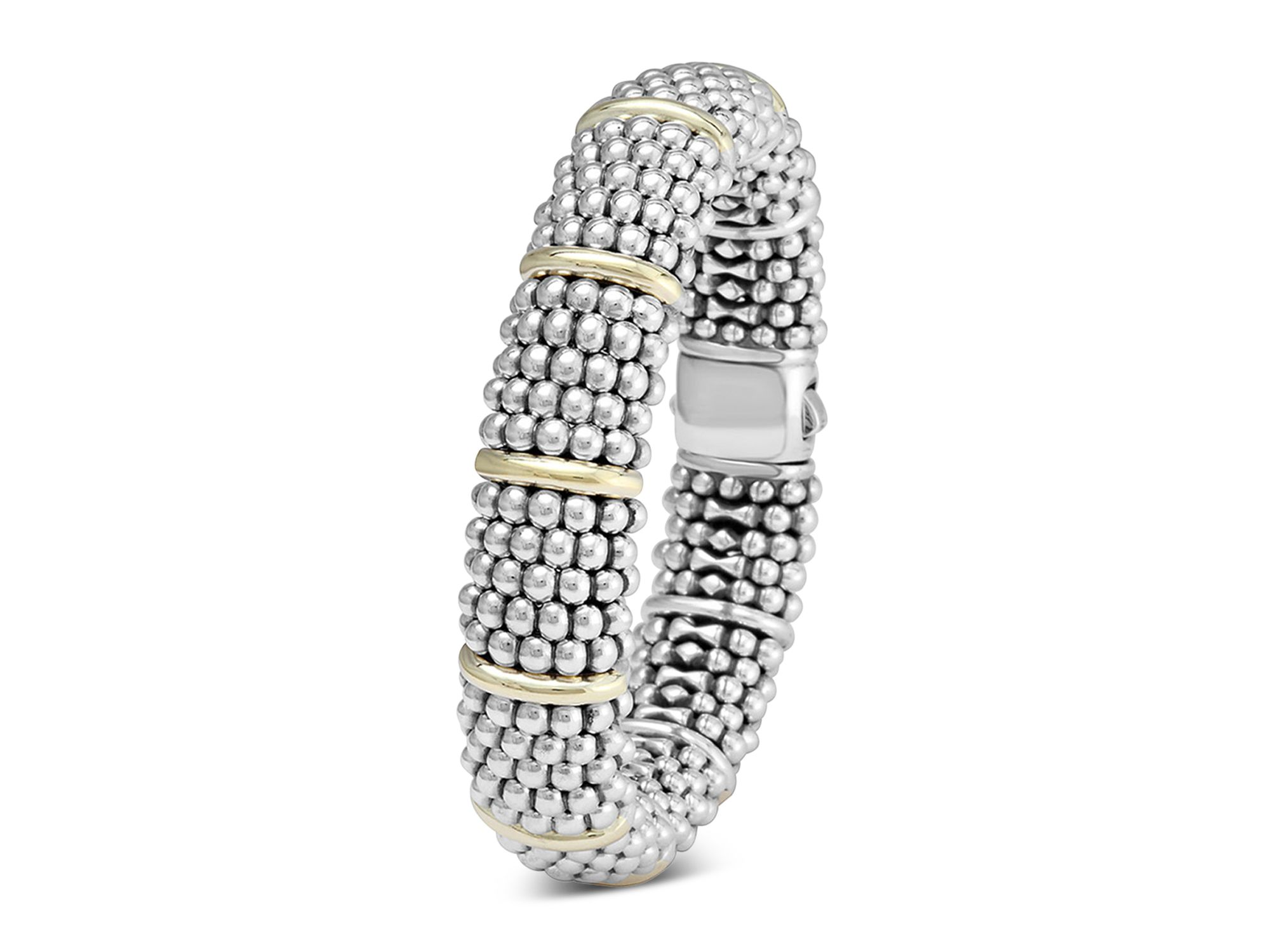 Sterling Silver & 18K Yellow Gold Signature Caviar Bracelet Station Bracelet — Image 3